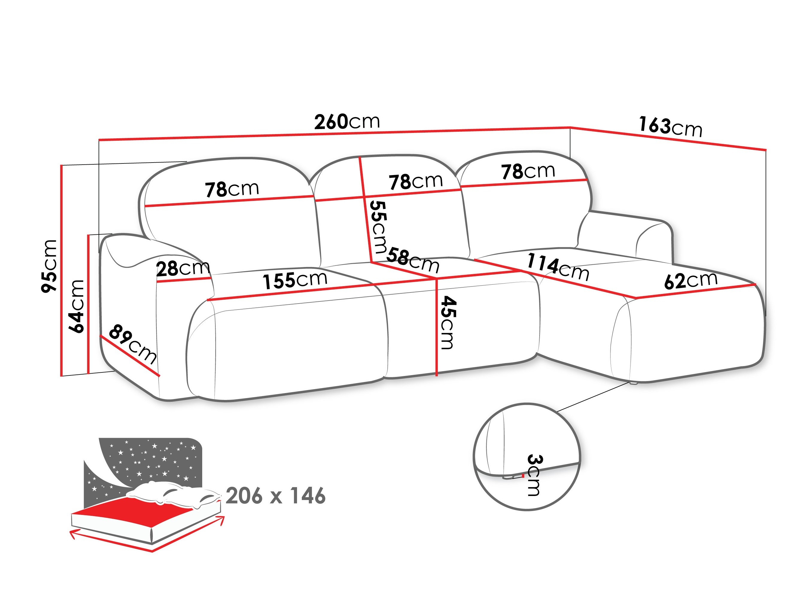 Hjørnesofa ComfiDream Fjoruna (Cremona 97)