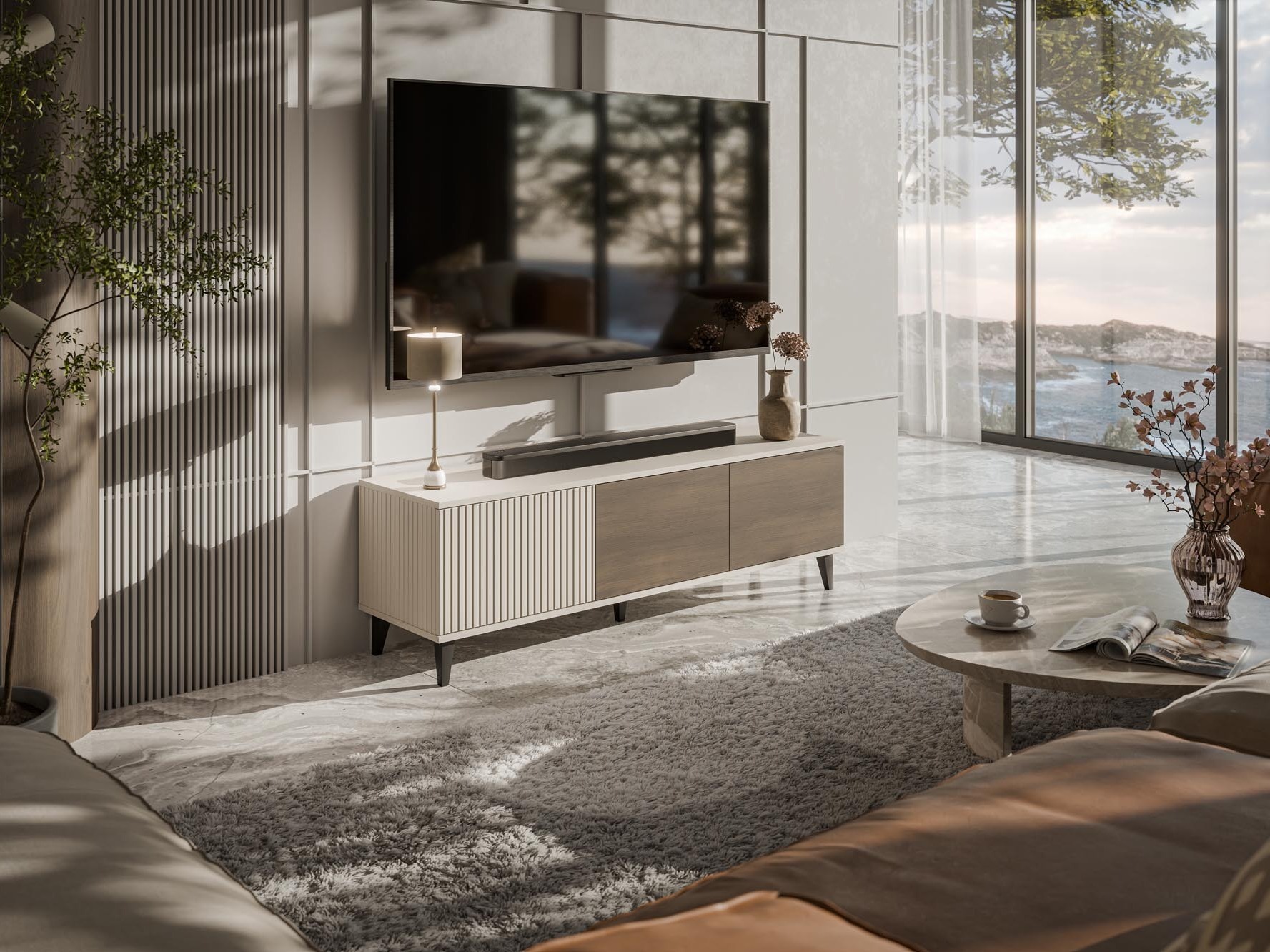 TV-bord Luelia 116 (Valnød + Kashmir)