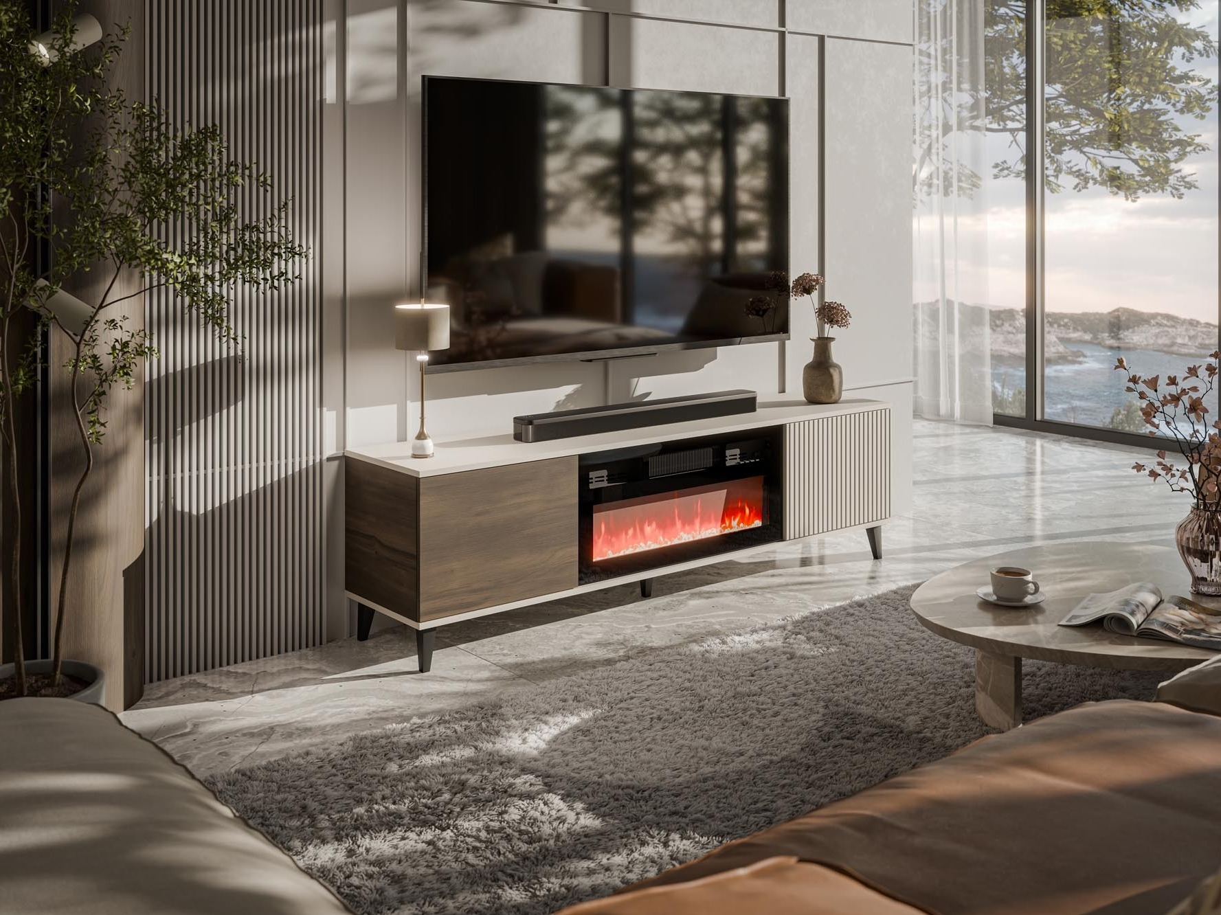 TV-bord Luelia 121 (Valnød + Kashmir)