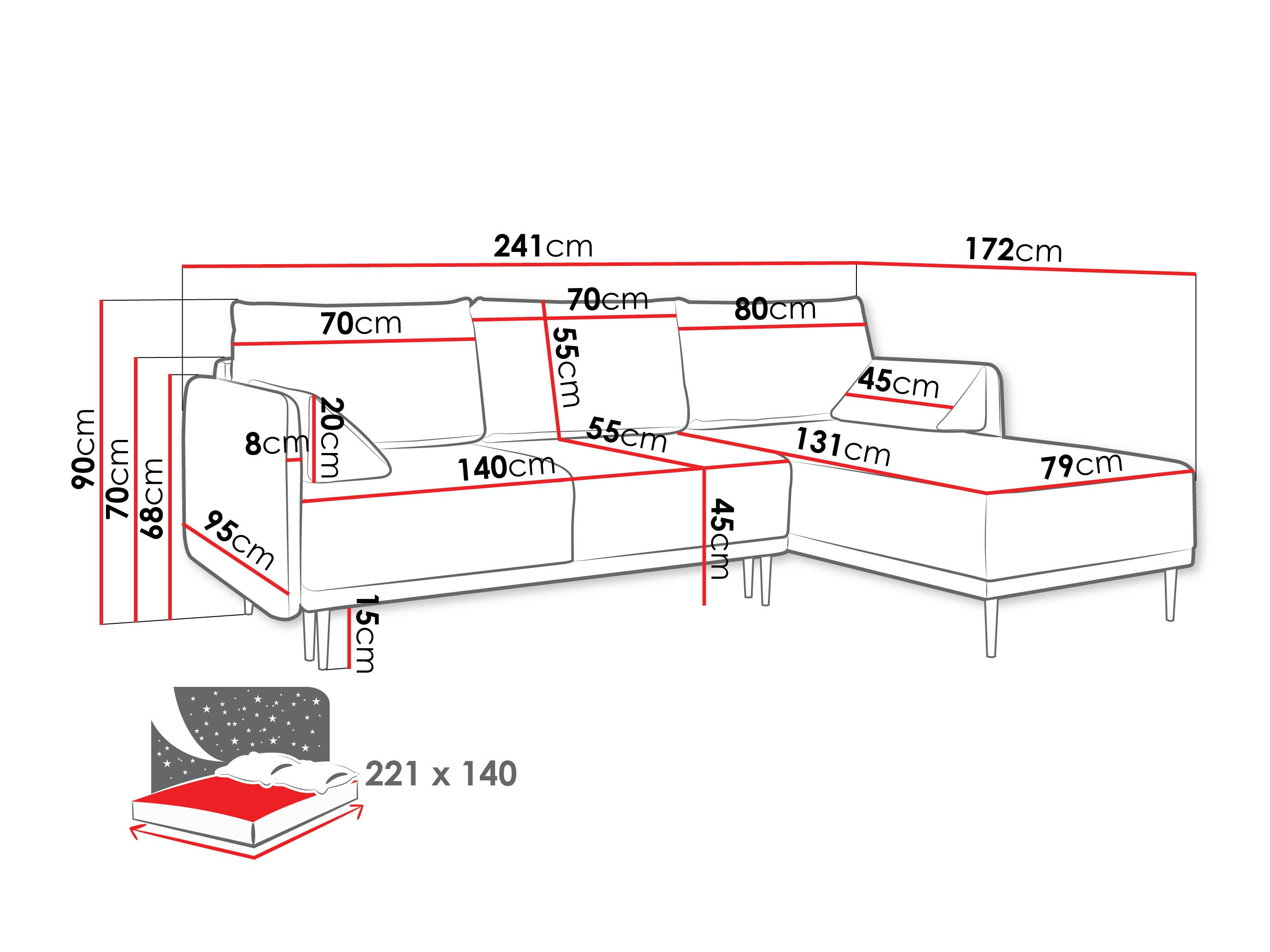 Hjørnesofa ComfiDream 204 (Sicuro 75)