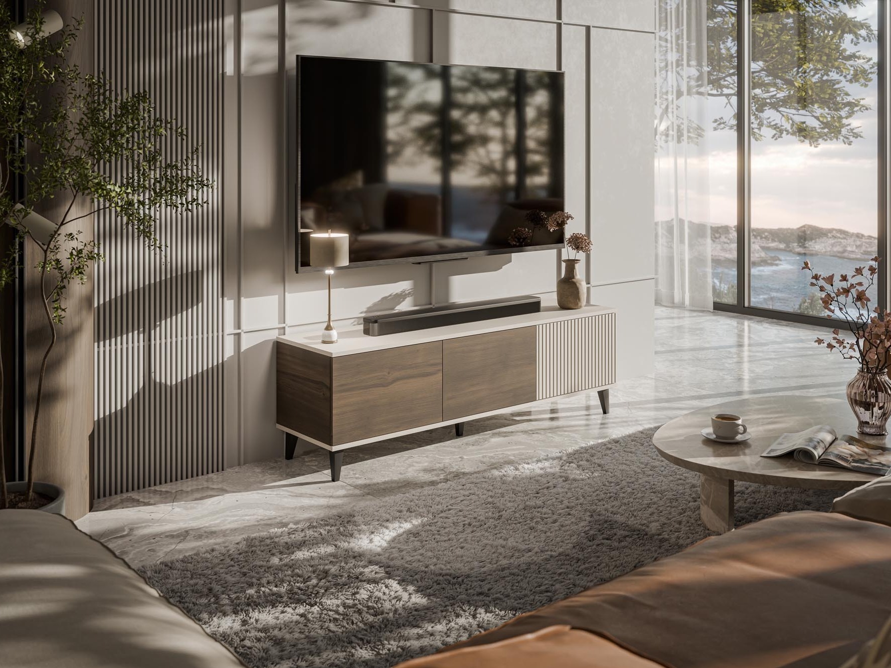 TV-bord Luelia 115 (Valnød + Kashmir)