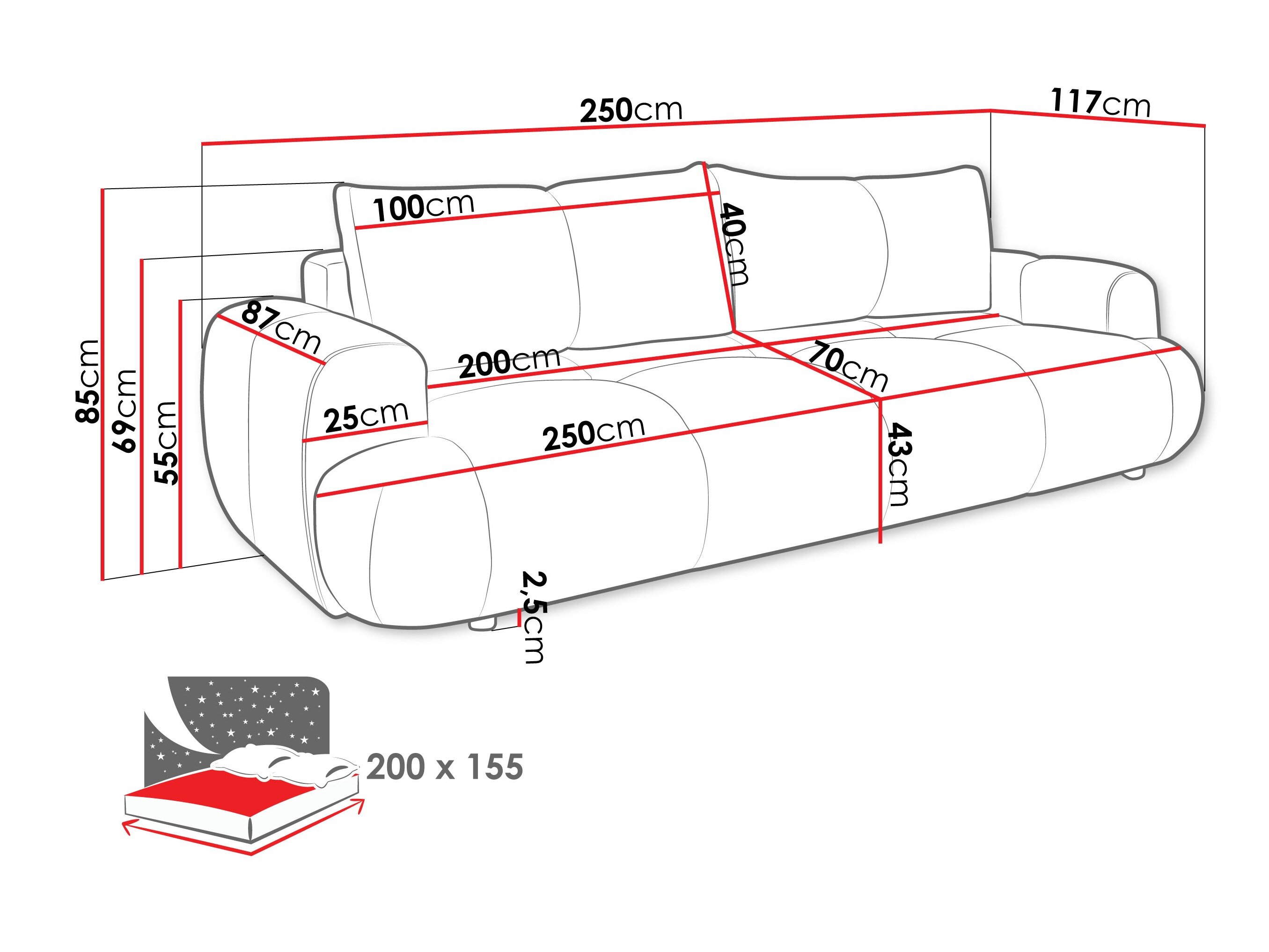 Sovesofa TrendyNest 115 (Now Or Never 06)