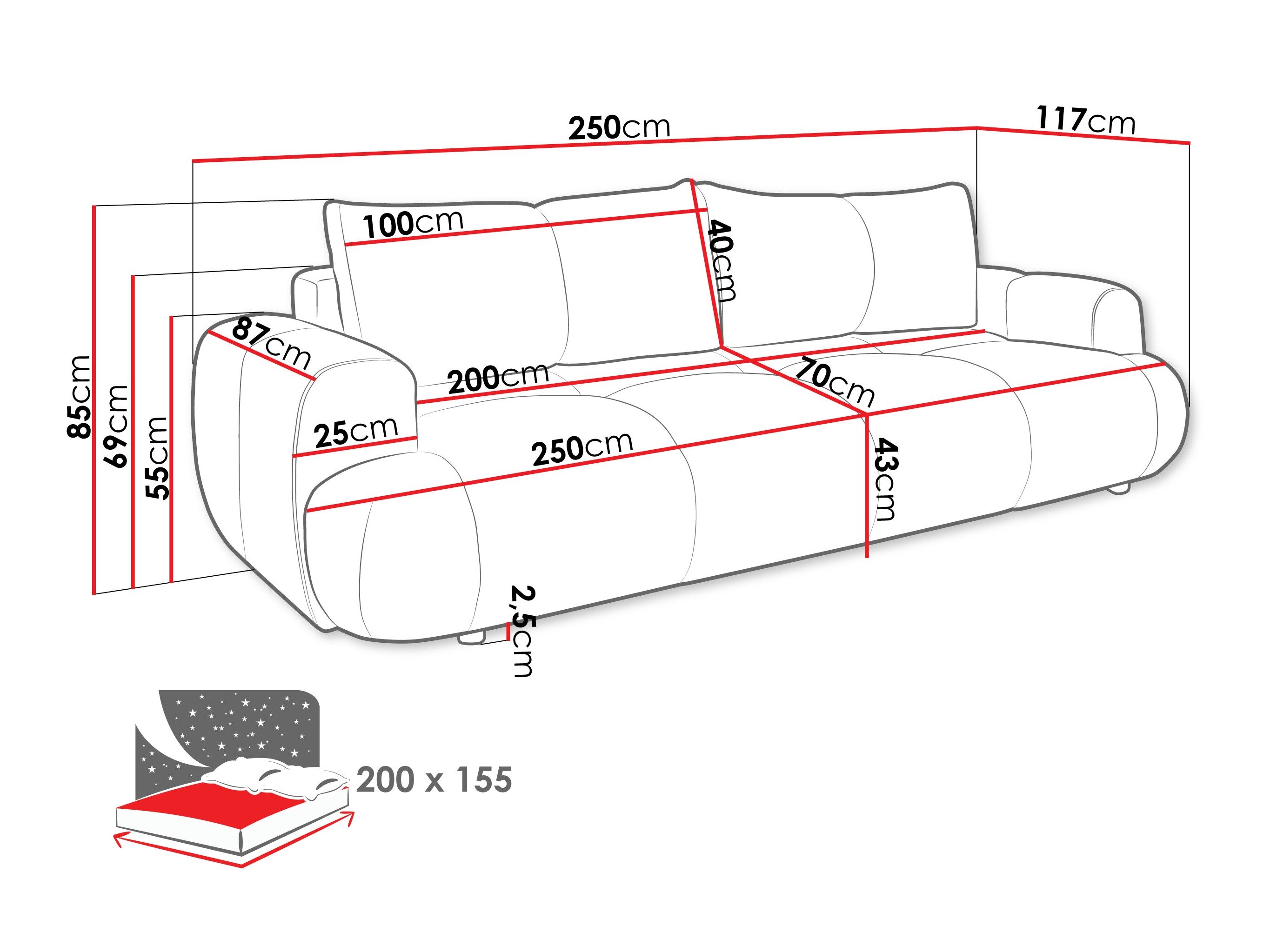 Sovesofa TrendyNest 115 (Now Or Never 16)
