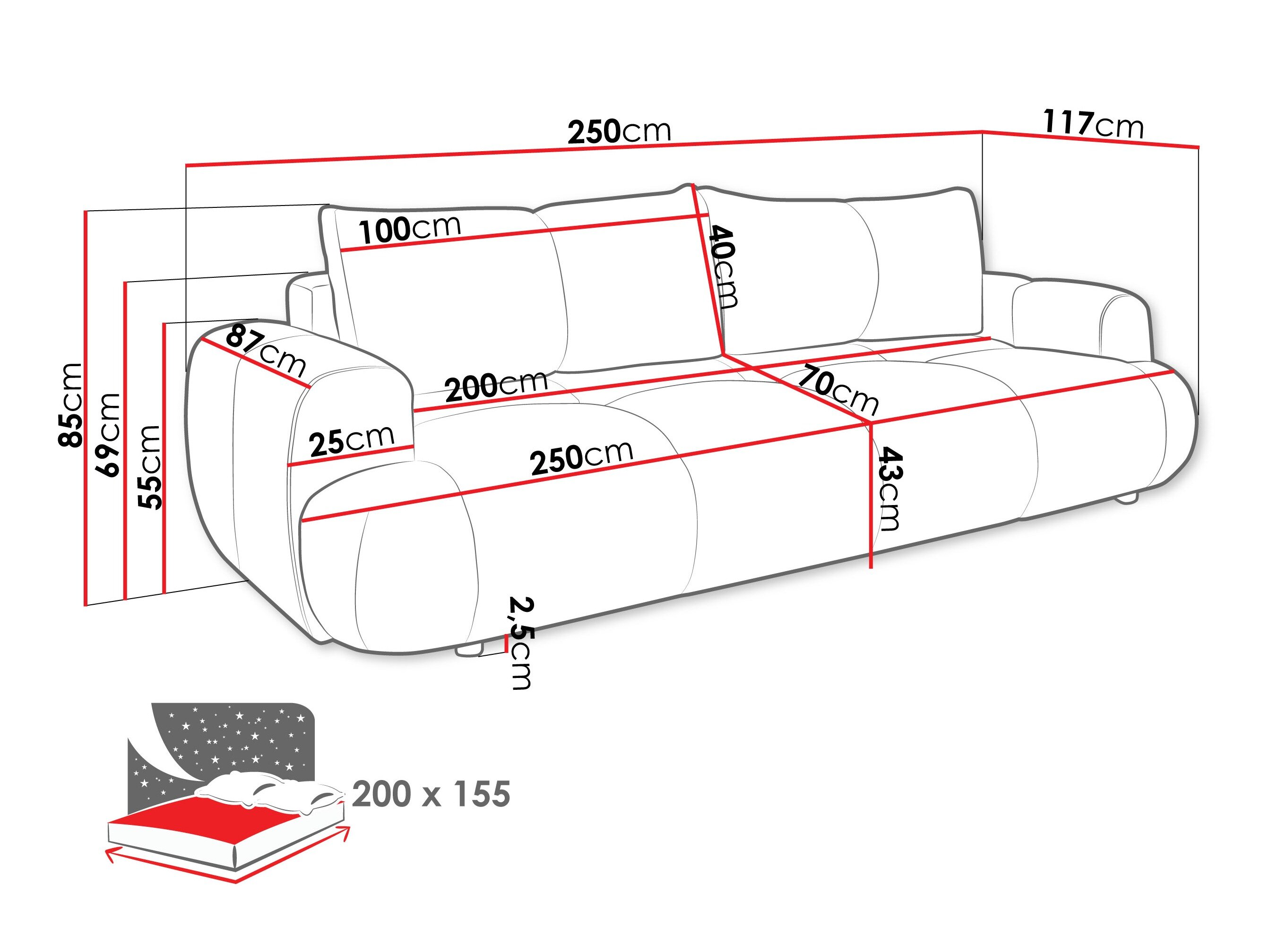 Sovesofa TrendyNest 115 (Now Or Never 18)
