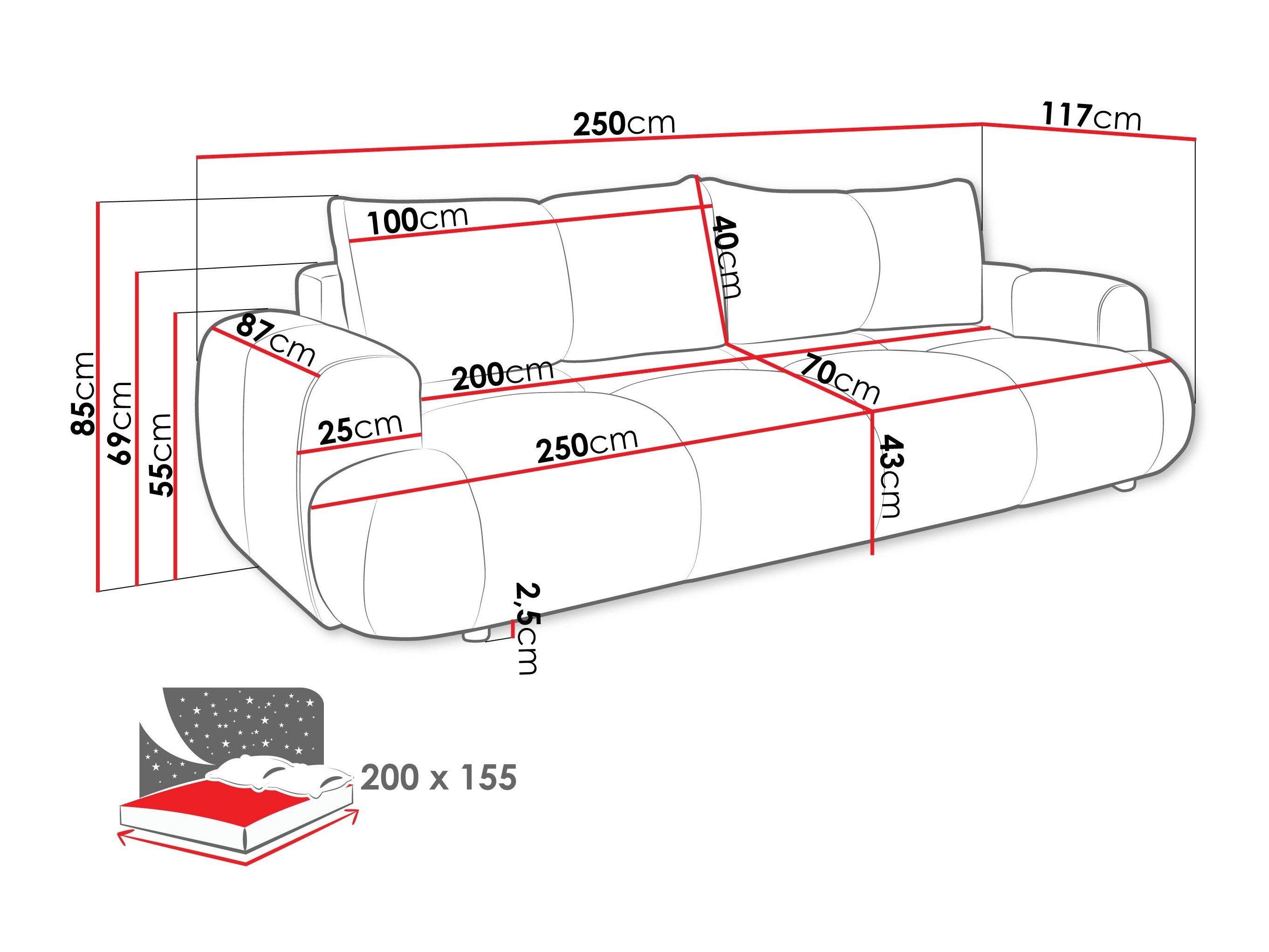 Sovesofa TrendyNest 115 (Now Or Never 83)