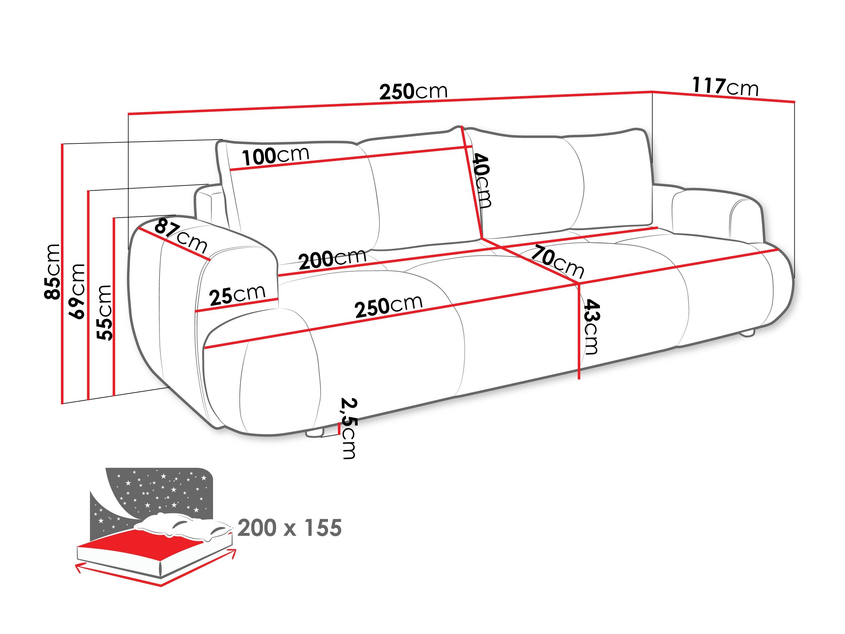 Sovesofa TrendyNest 115 (Now Or Never 92)