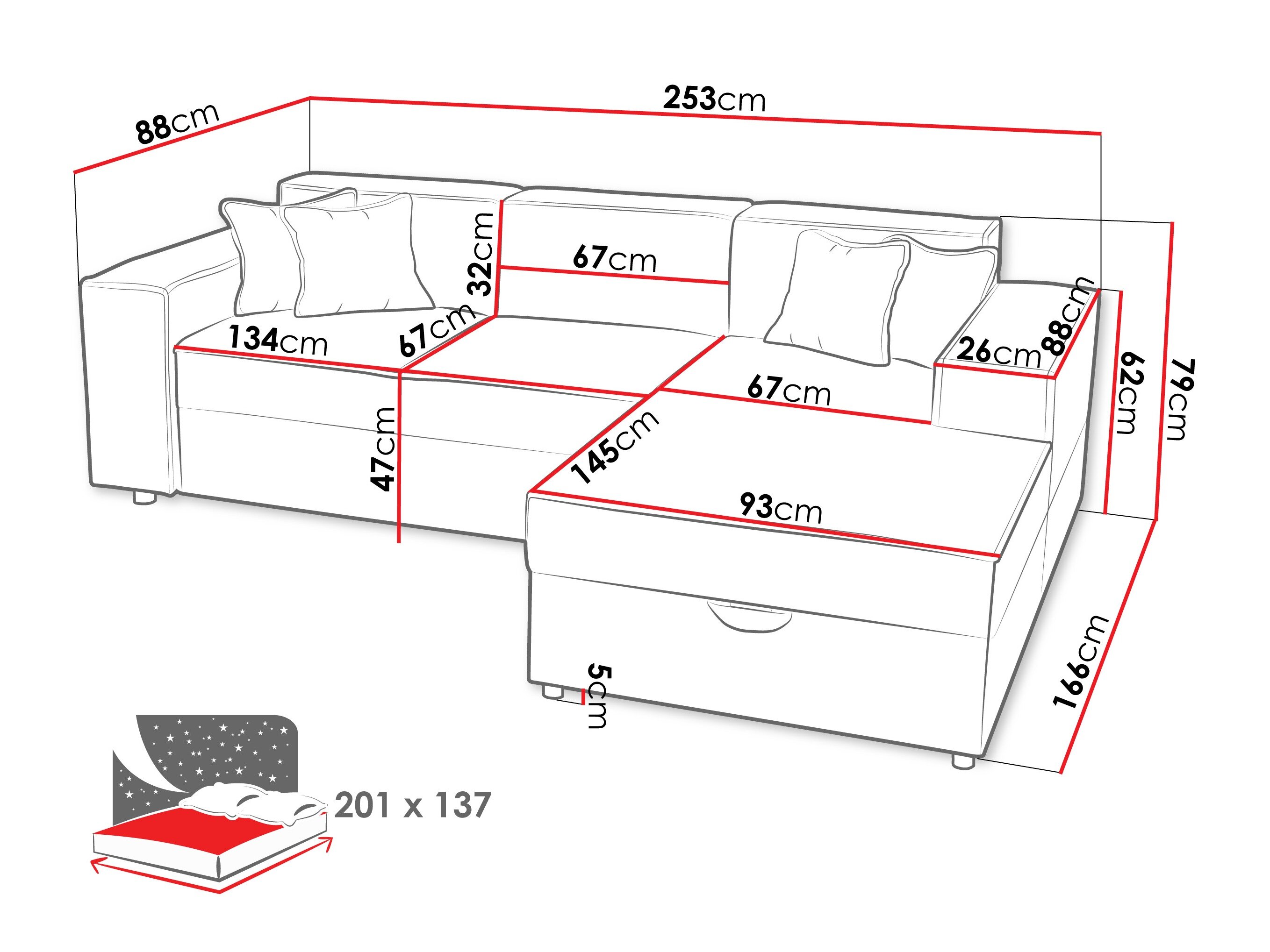 Hjørnesofa Clovis 116 (Coral 65)