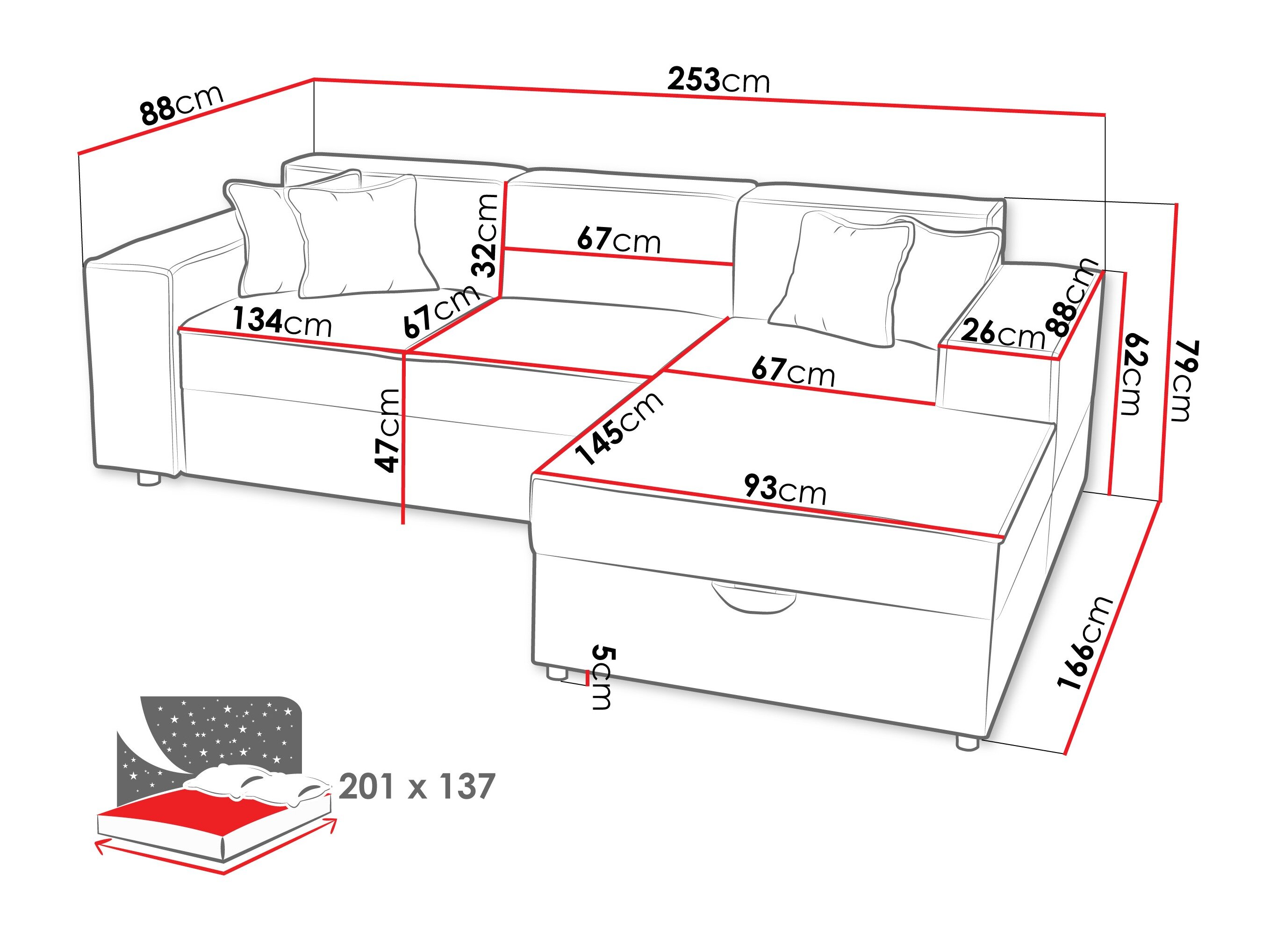 Hjørnesofa Clovis 116 (Coral 75)
