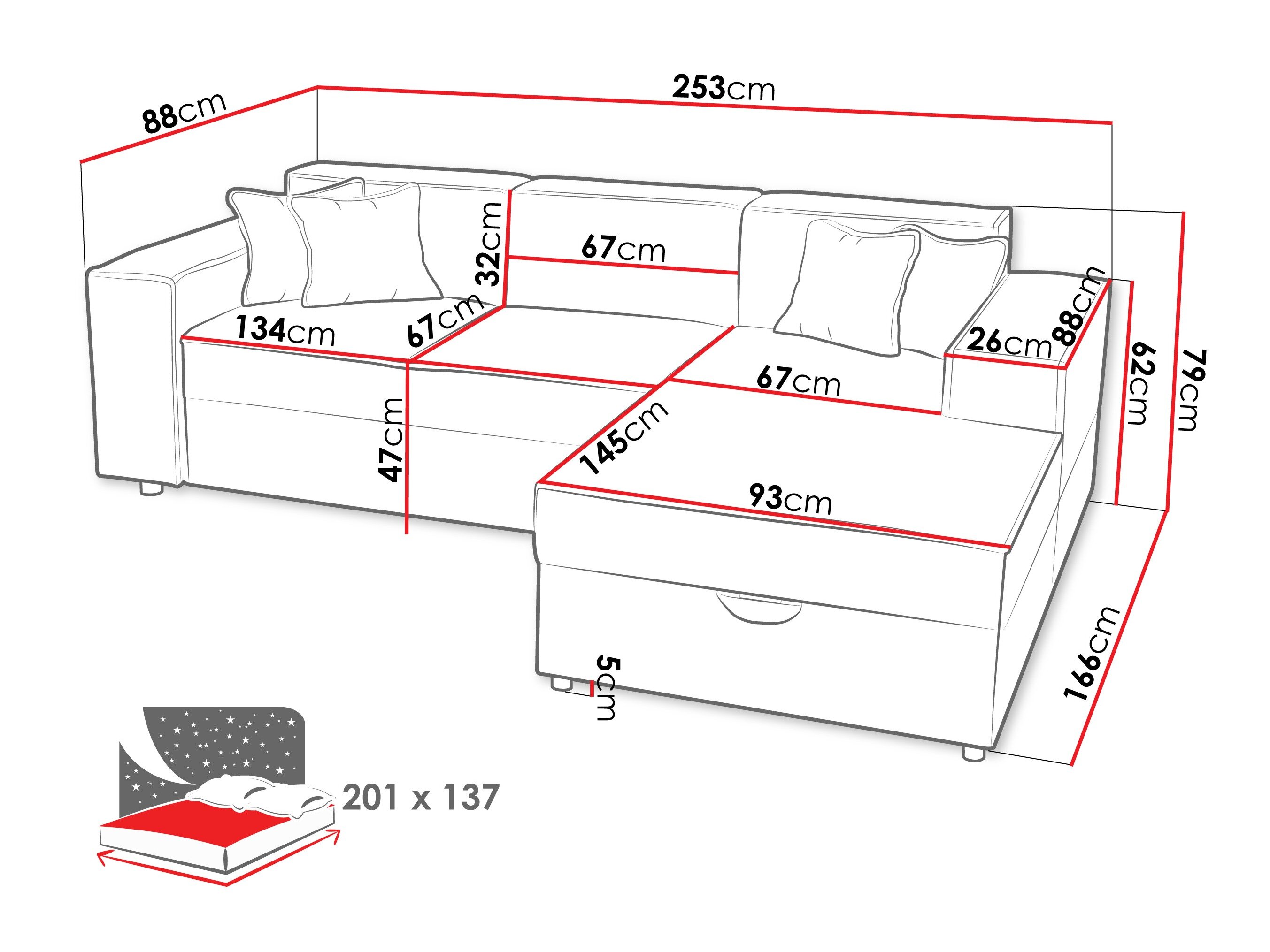 Hjørnesofa Clovis 116 (Coral 80)