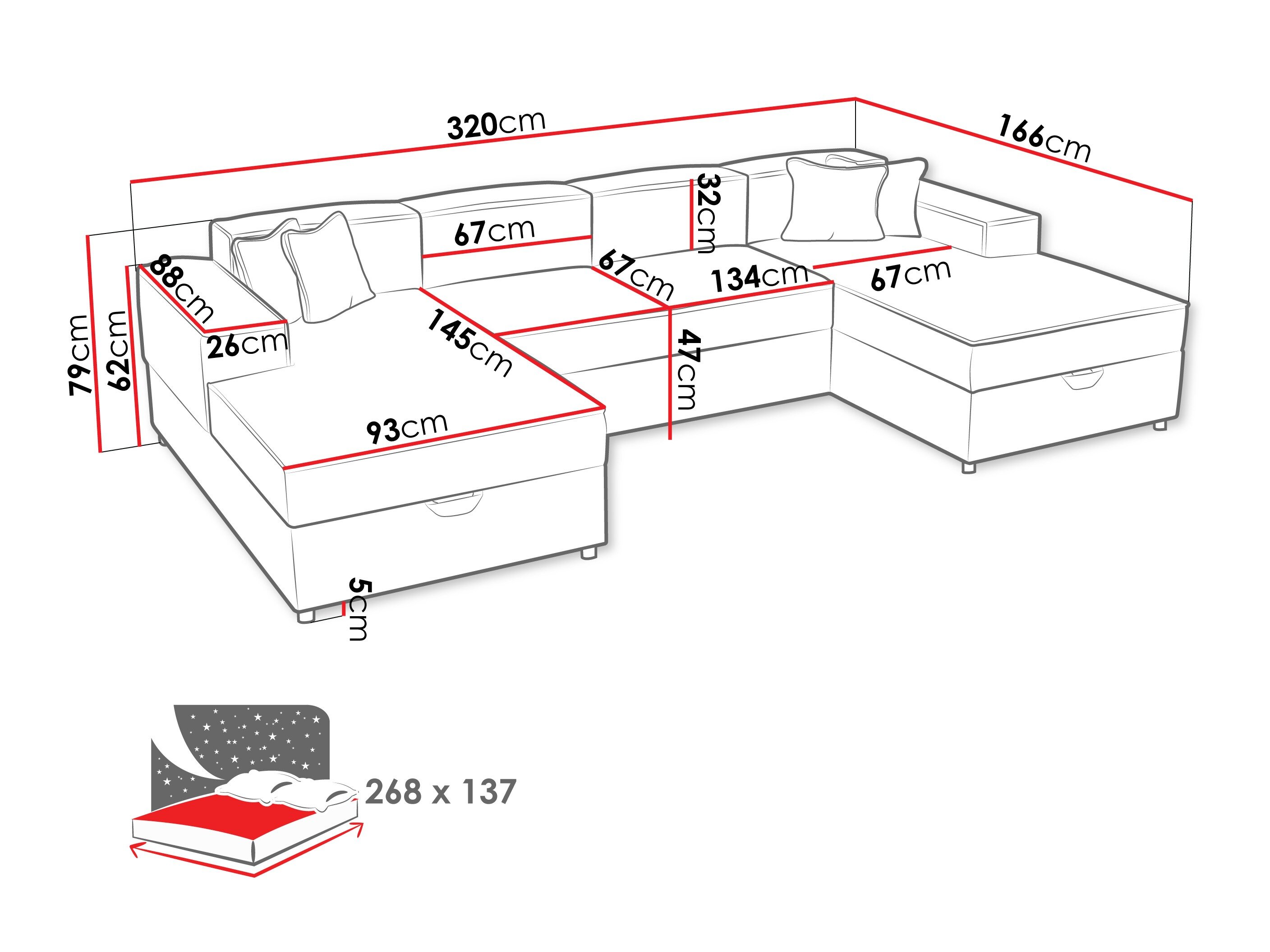 Hjørnesofa Clovis 115 (Coral 15)