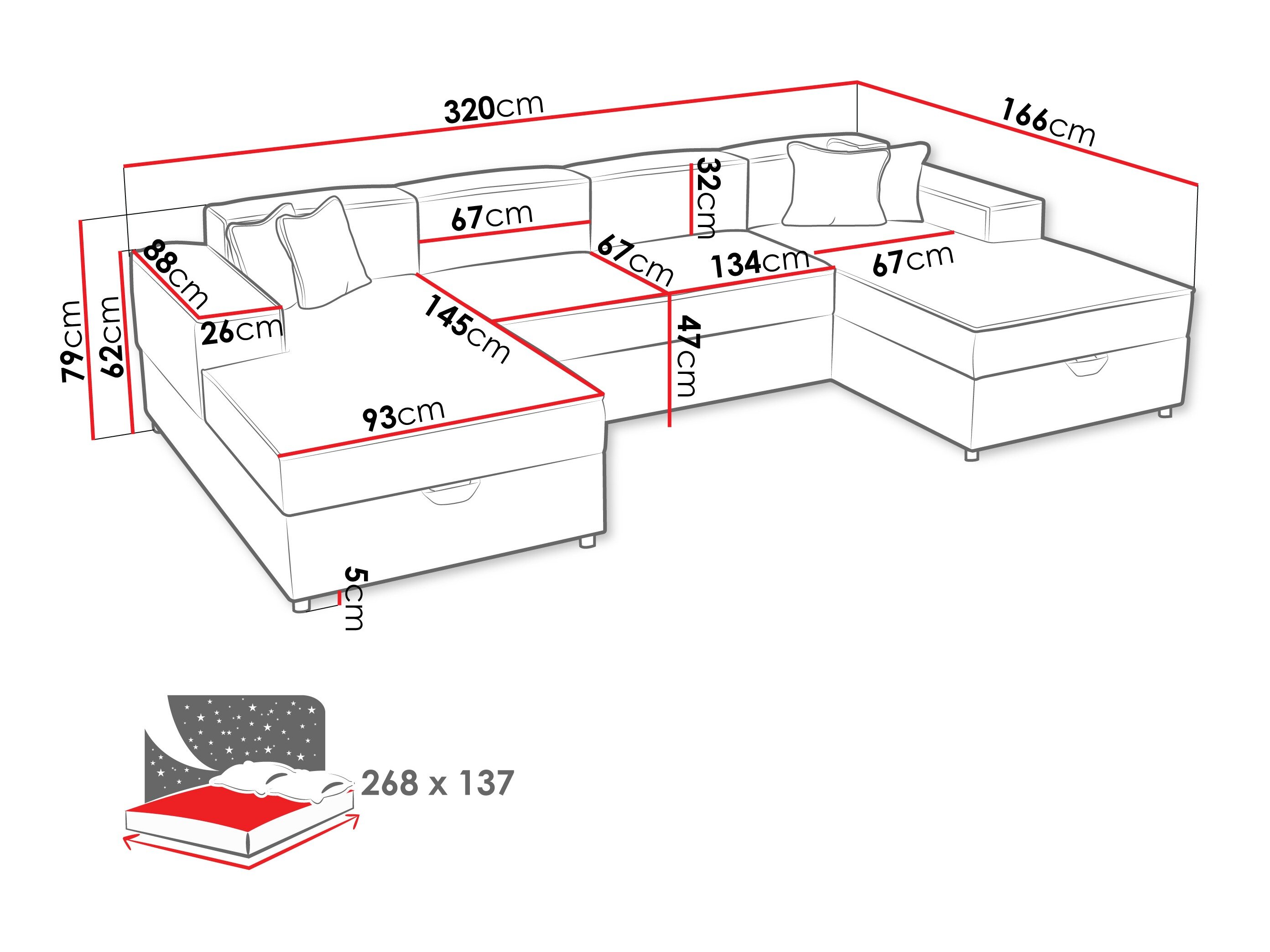 Hjørnesofa Clovis 115 (Coral 45)