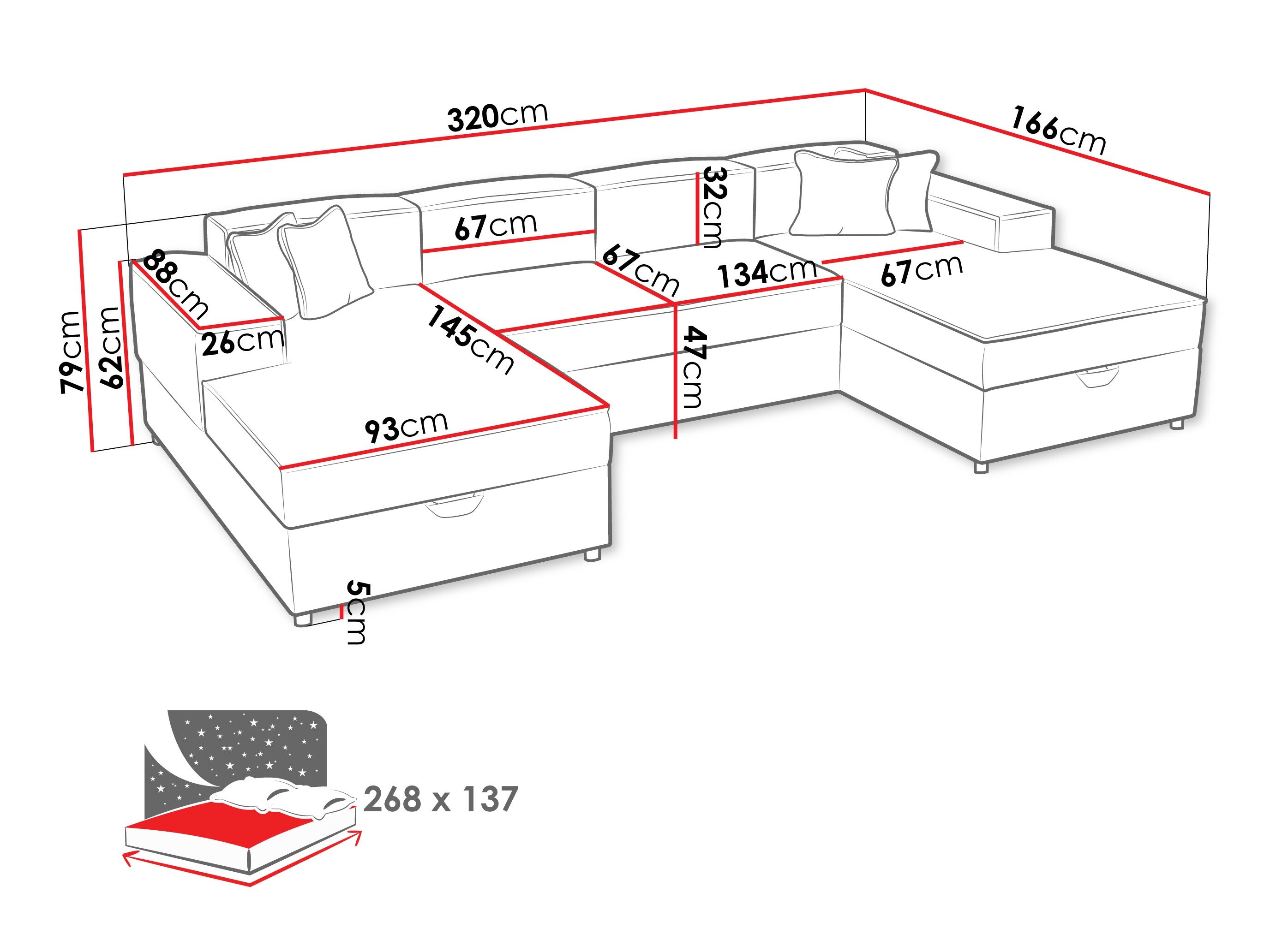 Hjørnesofa Clovis 115 (Coral 65)