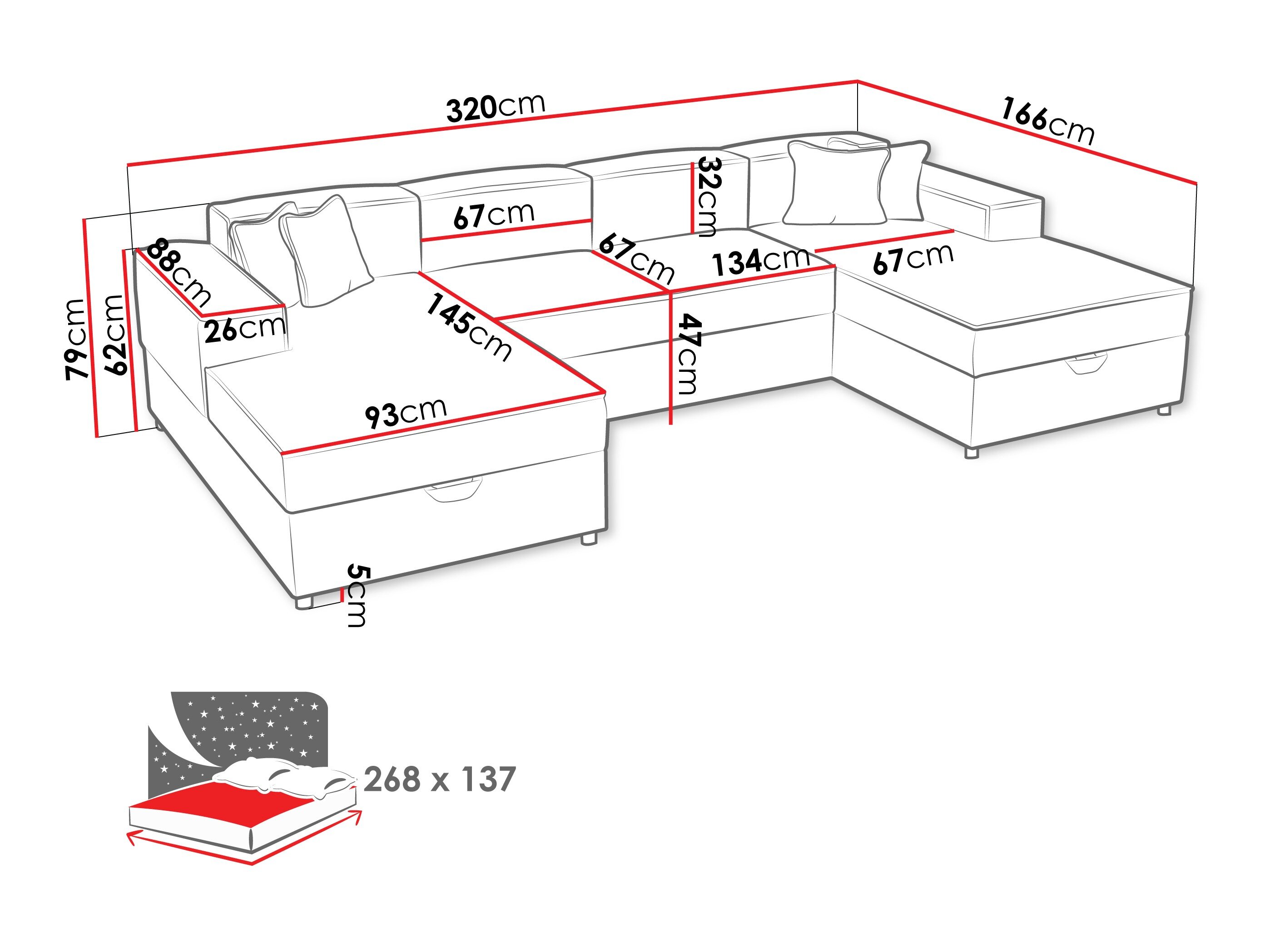 Hjørnesofa Clovis 115 (Coral 80)