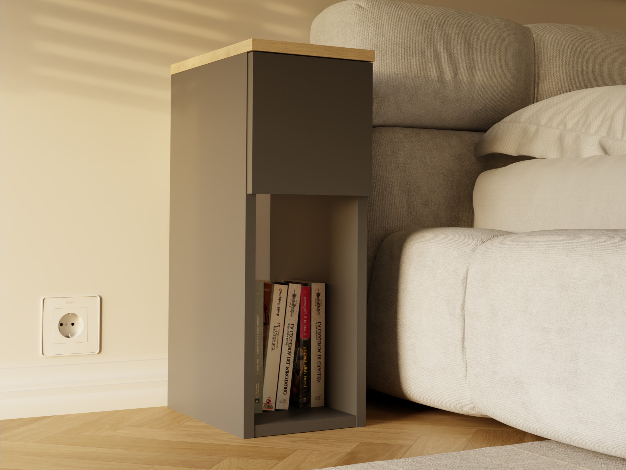 Sengebord Mandeville 304 (Antracit + Artisan eg)