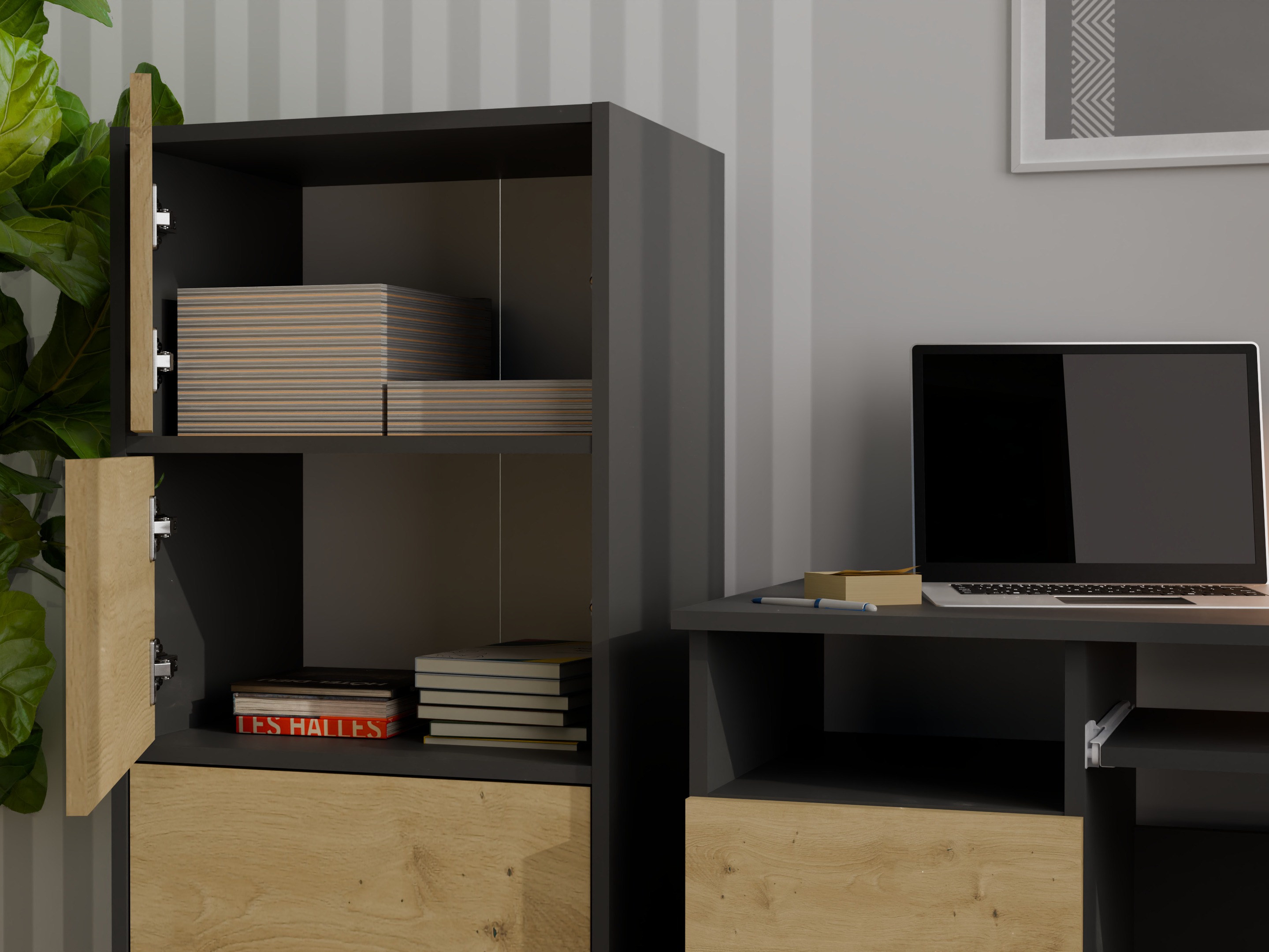 Skænk Mandeville 298 (Antracit + Artisan eg)