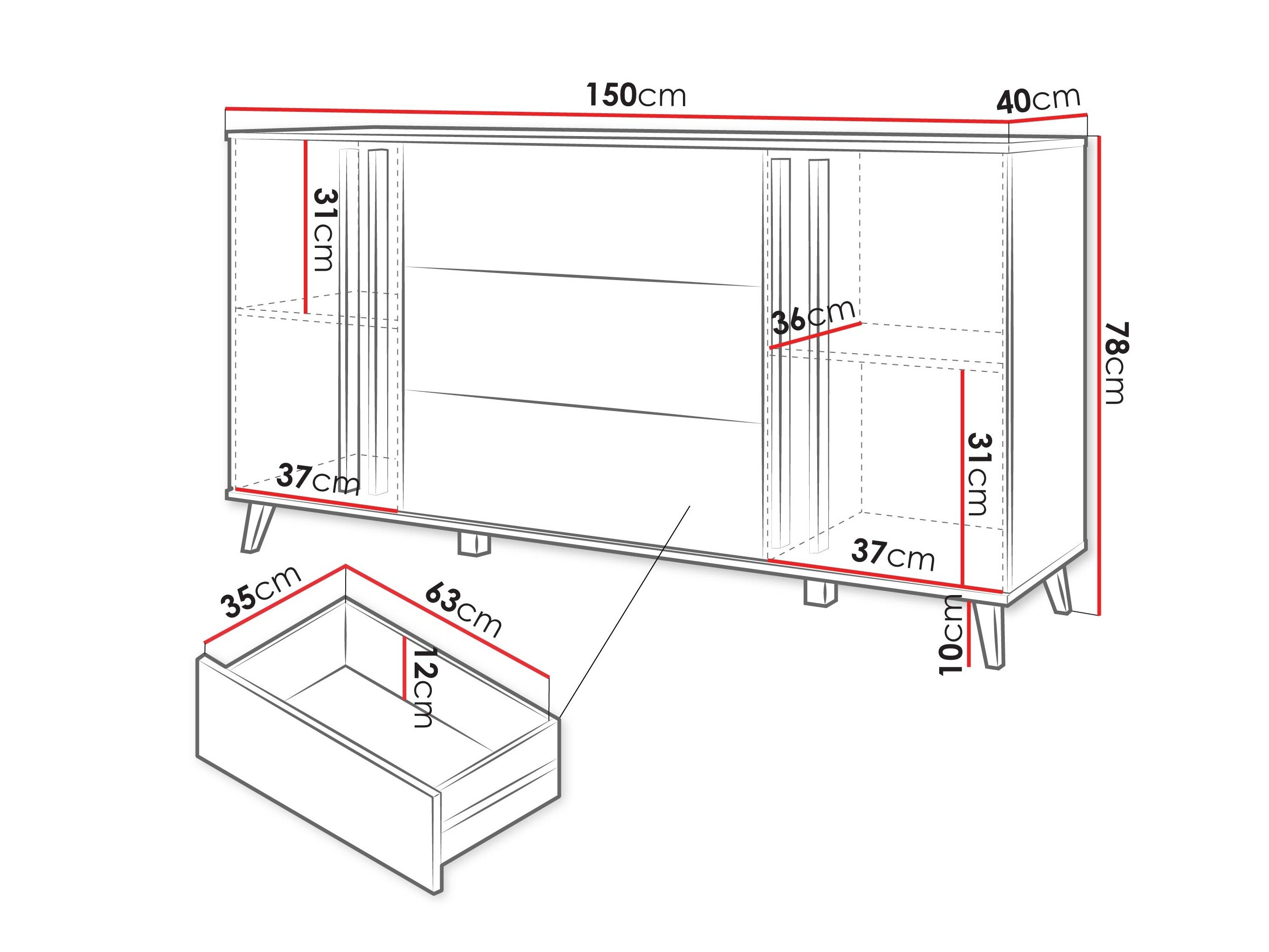 Kommode Temora 100 (Grafit)