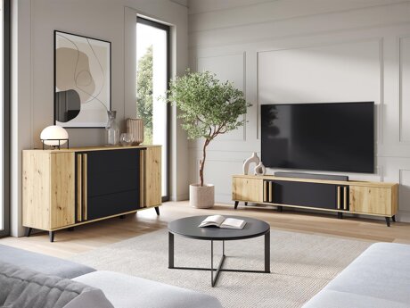 Stuemøbelsæt Temora 104 (Artisan eg + Grafit)