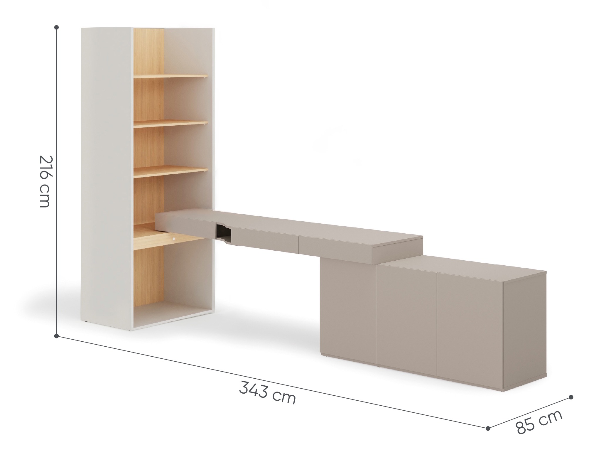 Hjemmekontorsæt Evareve 118 (Grå + Egetræ)