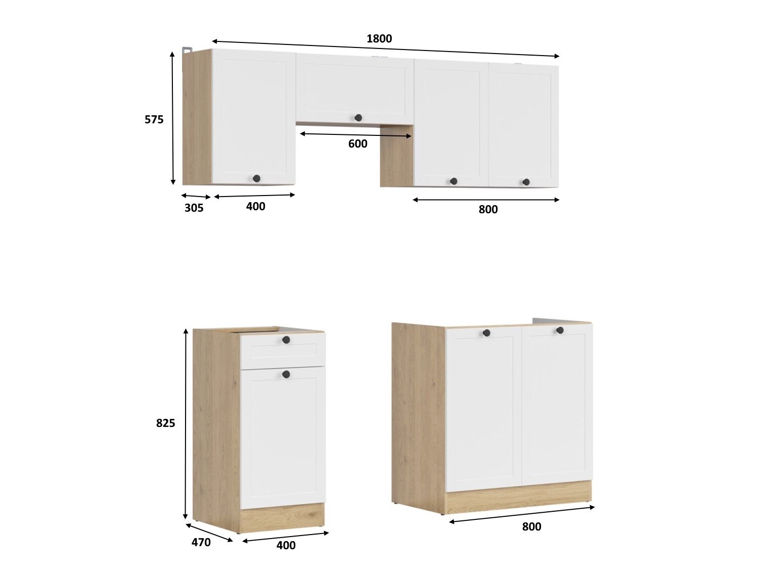 Modulkøkkensæt Classic White Oak 117