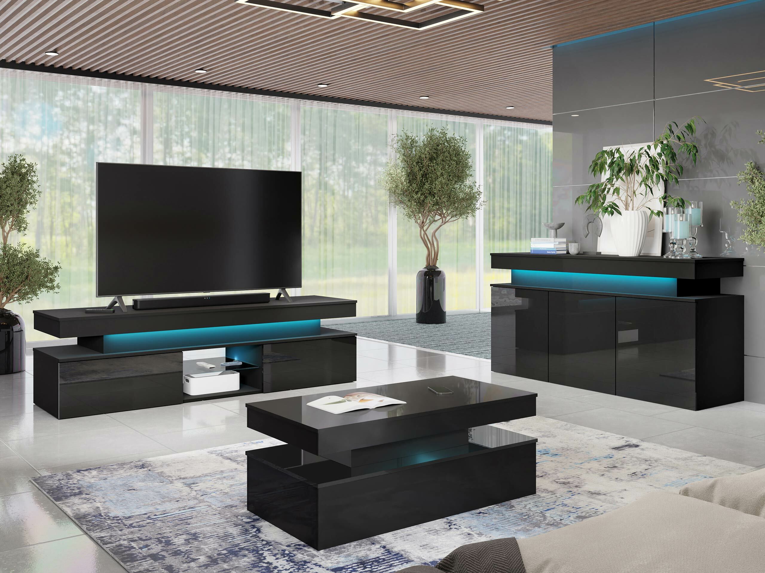 TV-bord Monfero (Sort + Blank sort)