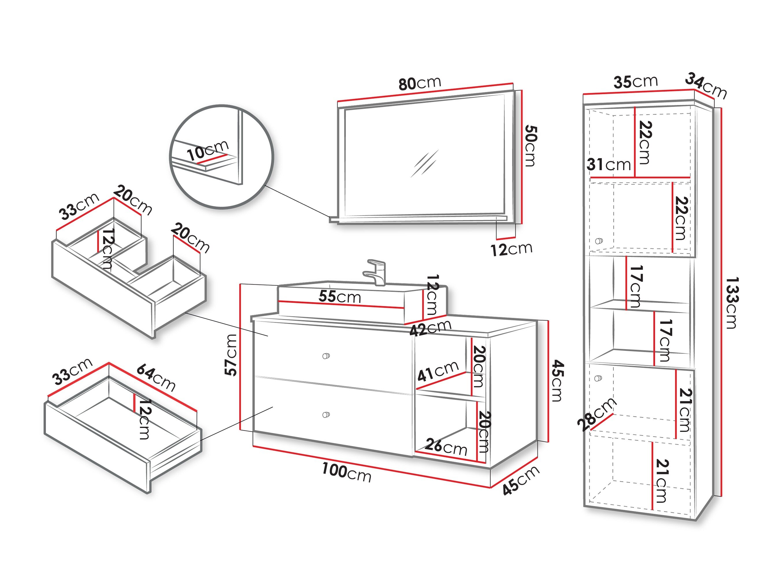 Badeværelsessæt Ophruvi 101 (Lysebrun)