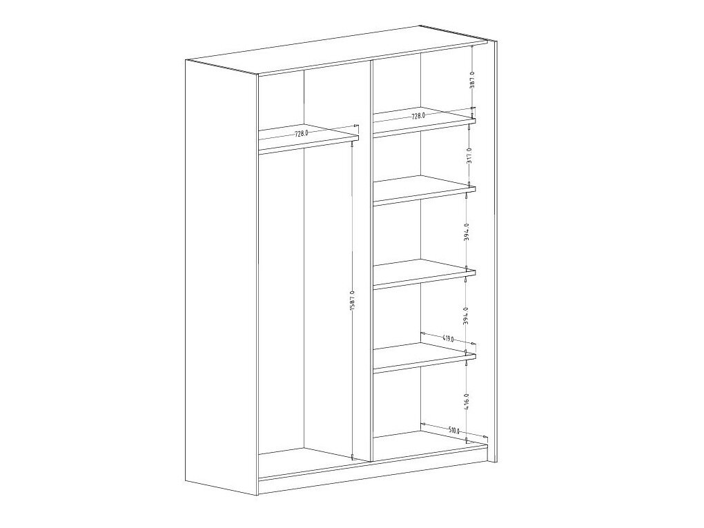 Garderobeskab Austin 371 (Mørk eg + Sort)