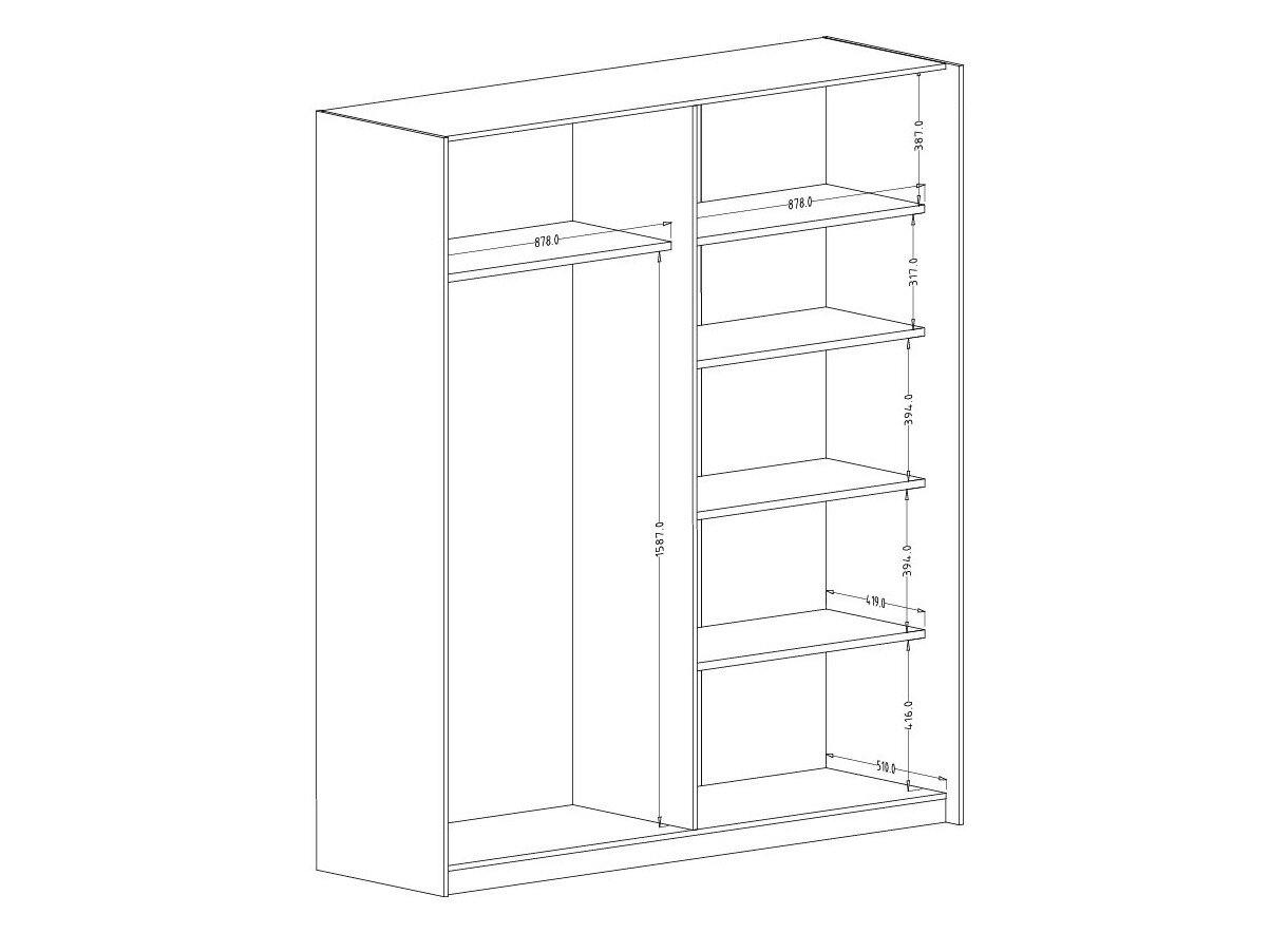 Garderobeskab Austin 372 (Mørk eg + Sort)