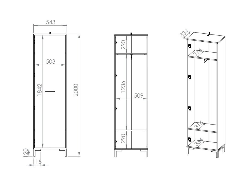 Garderobeskab Fiolevo 100