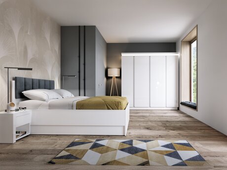 Soveværelsessæt Feldeli 122 (Hvid + Glansfuld hvid)