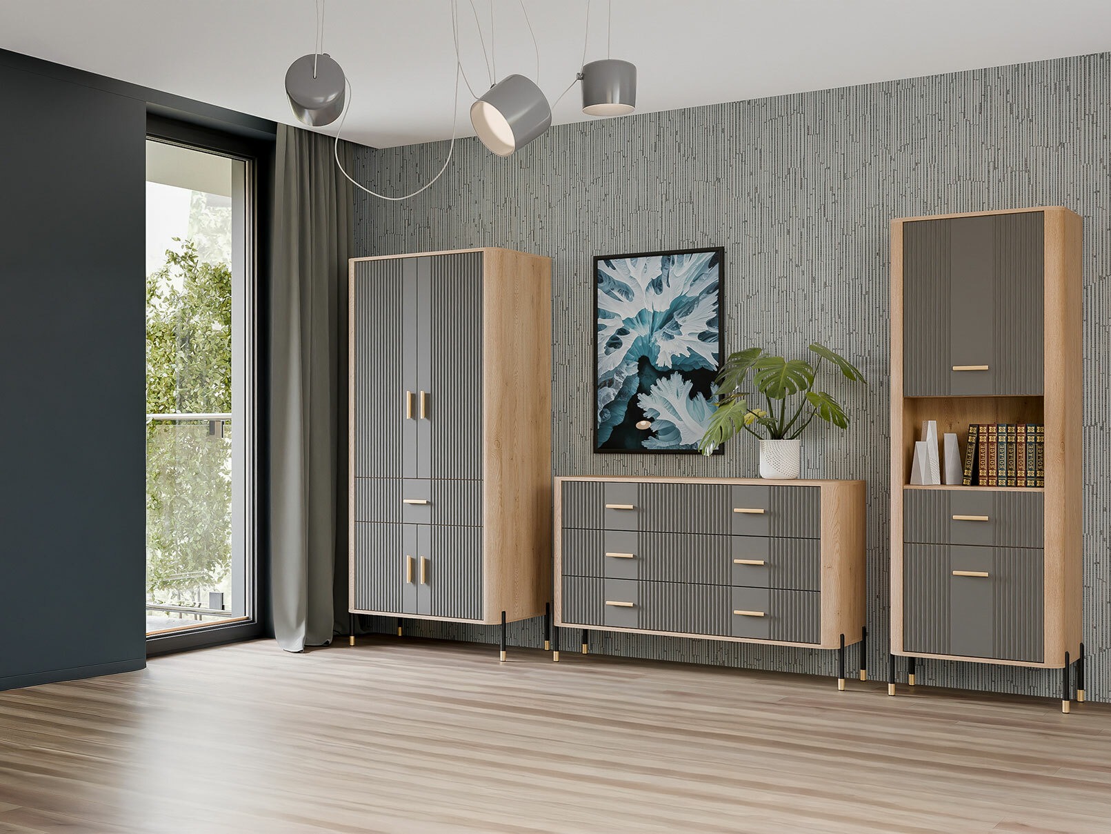 Garderobeskab Flosora 133 (Grå)