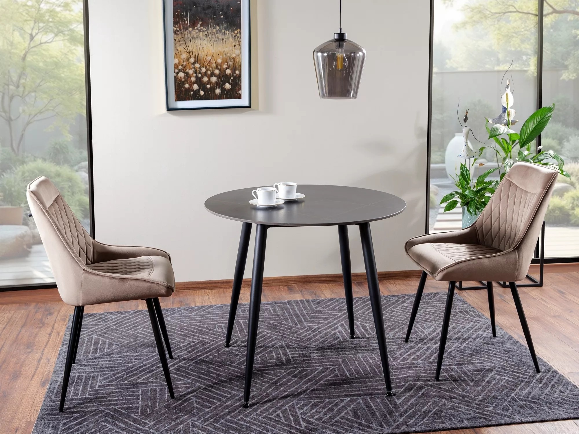 Bord Detroit 871 (Sort marmor + Sort)