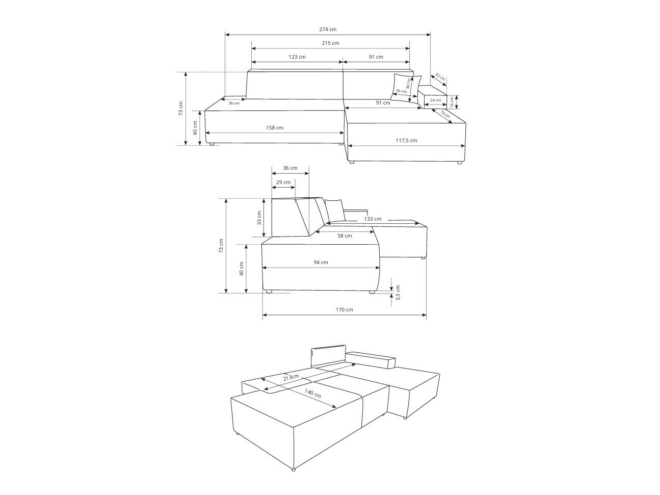Hjørnesofa Kingston 187 (Dunbar 65)