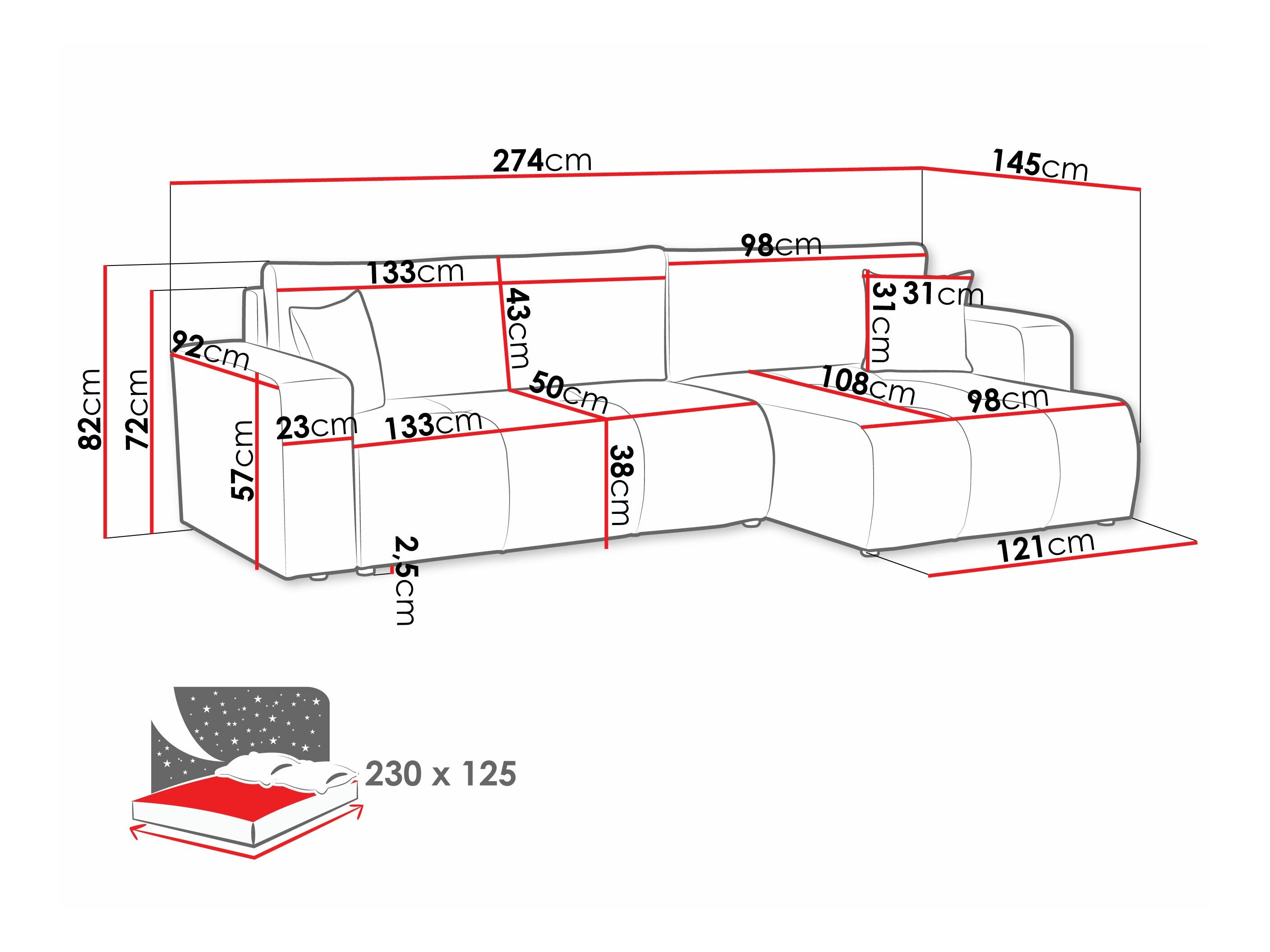 Hjørnesofa Comfivo 425 (Velo 627)
