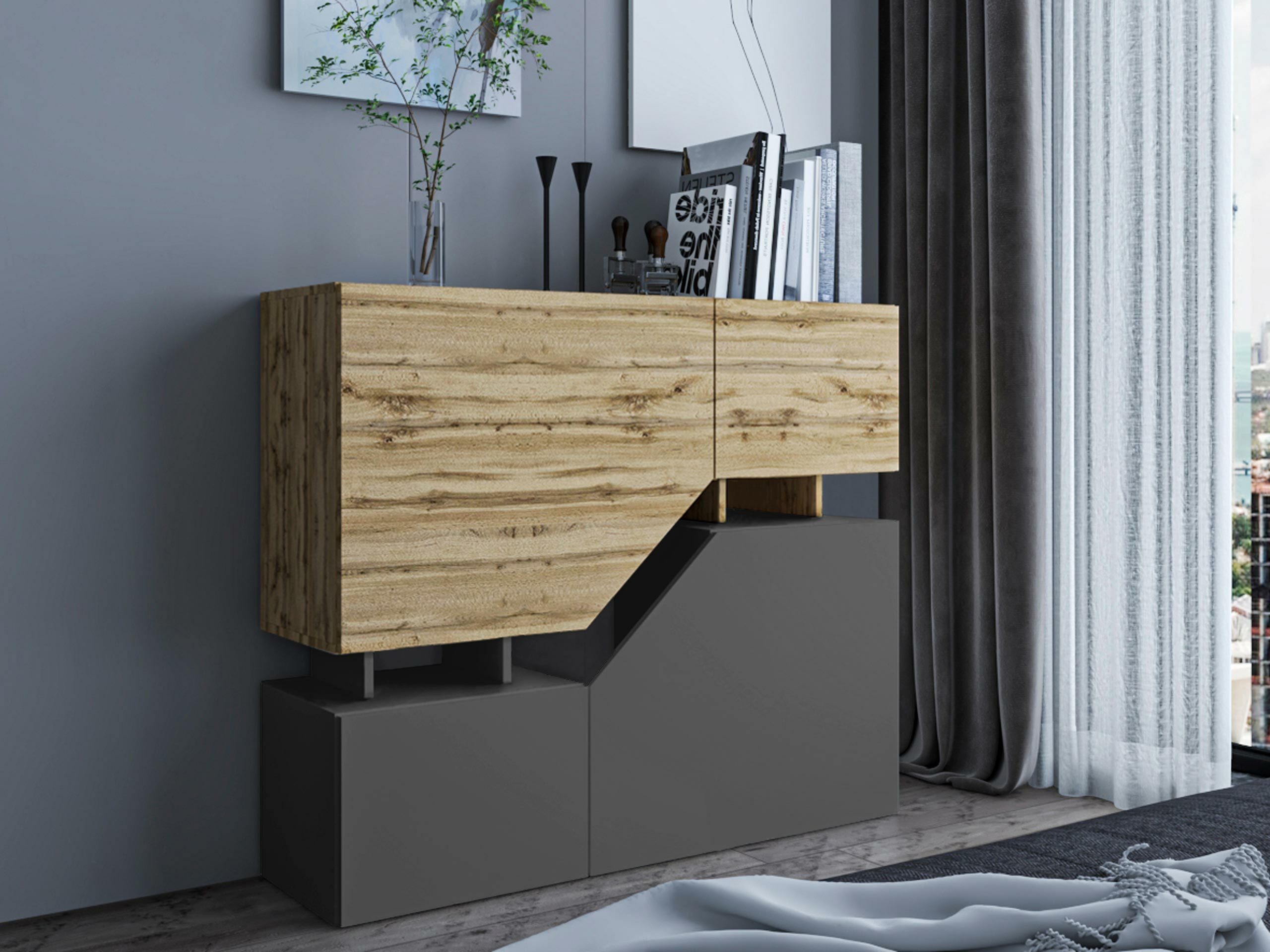 Skænk Comfivo Daldune (Wotan eg + Antracit)