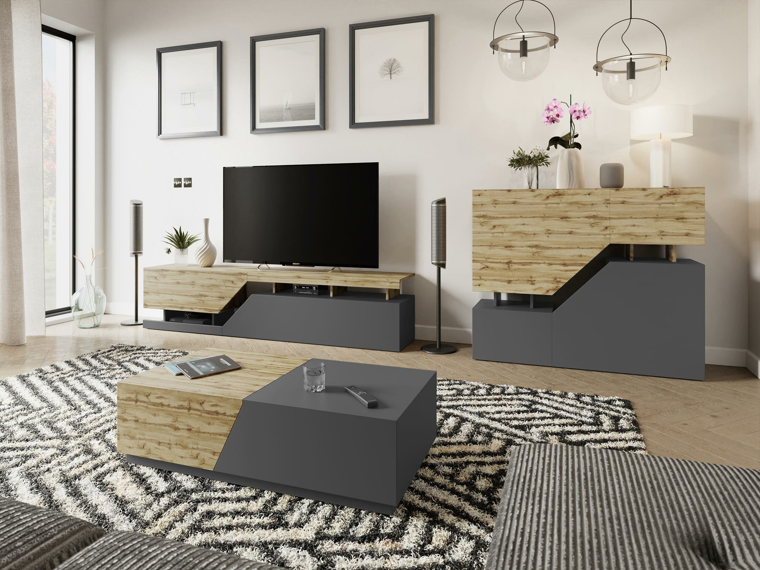 TV-bord Comfivo Daldune I (Antracit + Wotan eg)