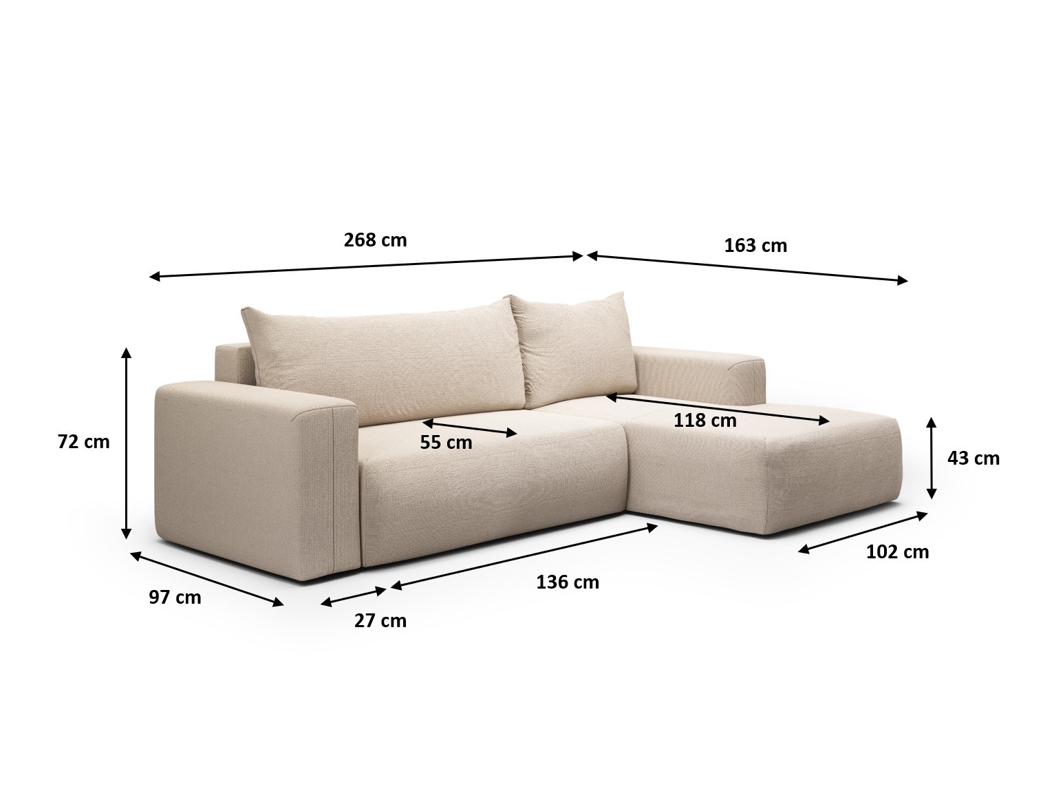 Hjørnesofa Lirdomo 100 (Aragon 39)