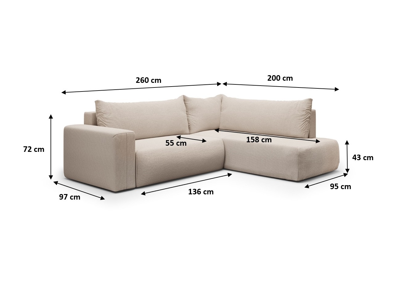 Hjørnesofa Lirdomo 102 (Aragon 03)