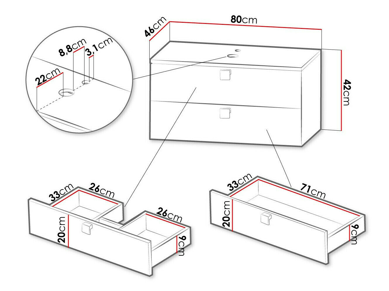 Vægbadeværelsesskab til håndvask Orlvera 102 (Hvid)