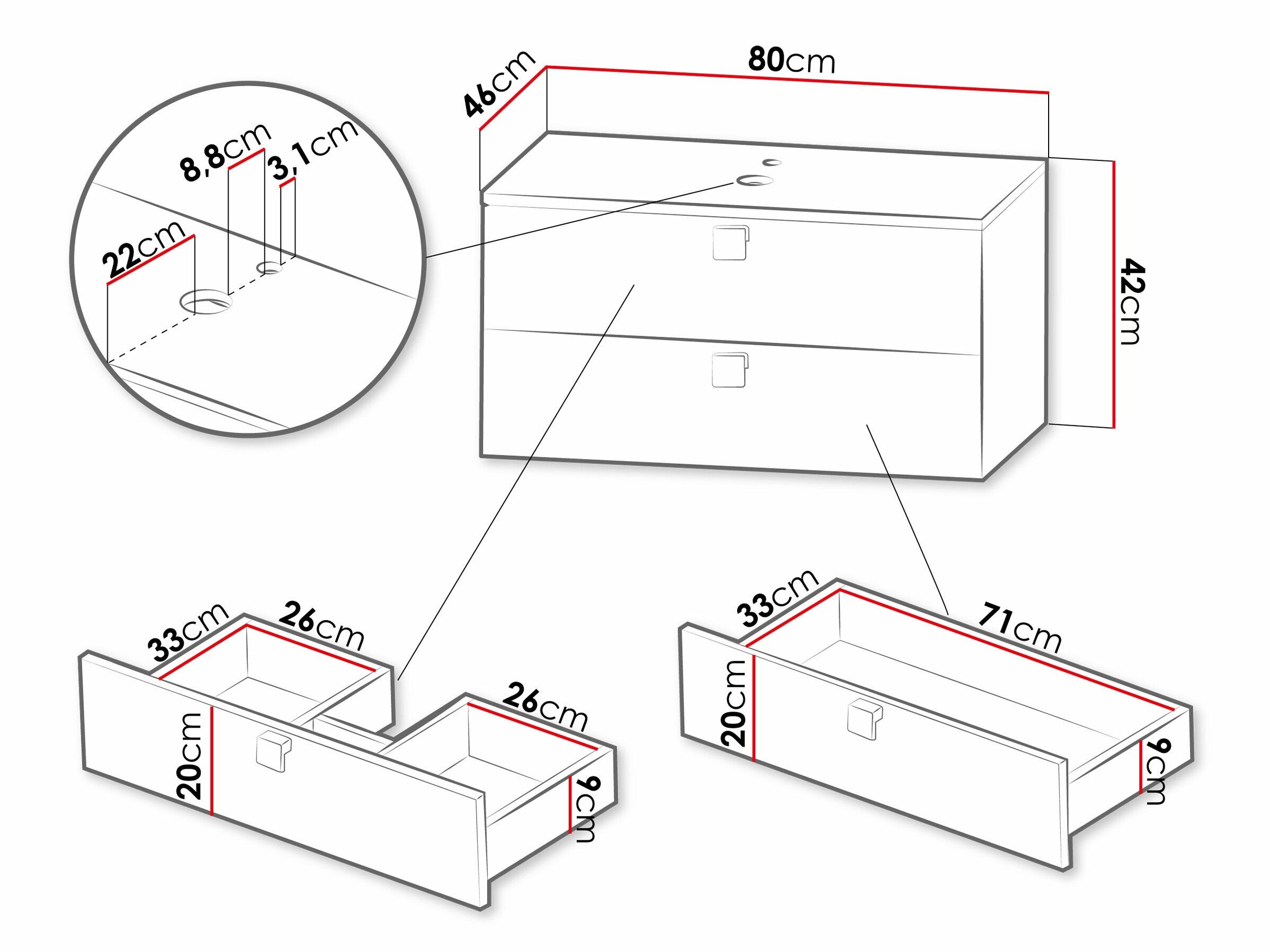 Vægbadeværelsesskab til håndvask Orlvera 102 (Lysebrun)