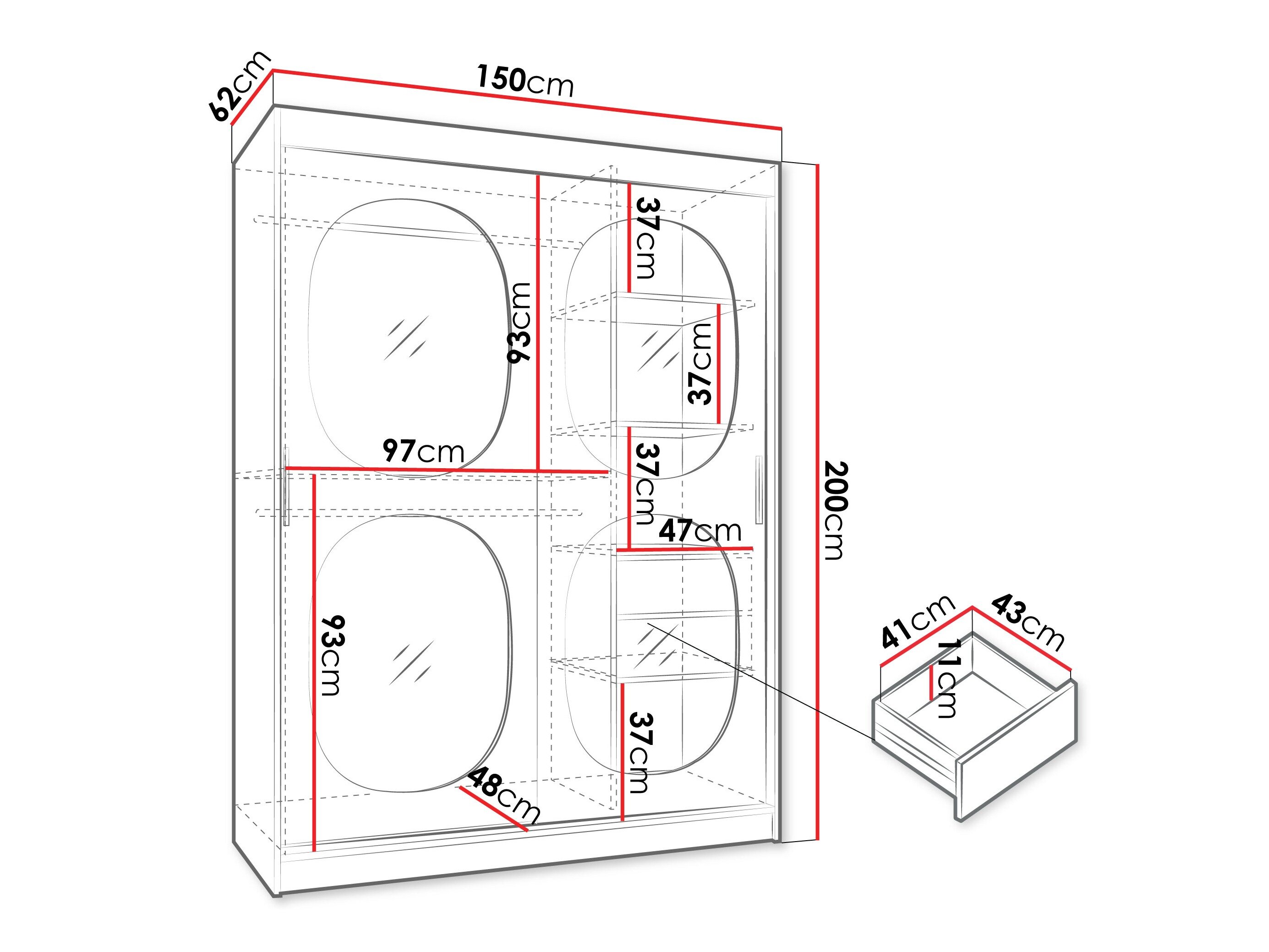 Garderobeskab Hartford 527 (Sort)