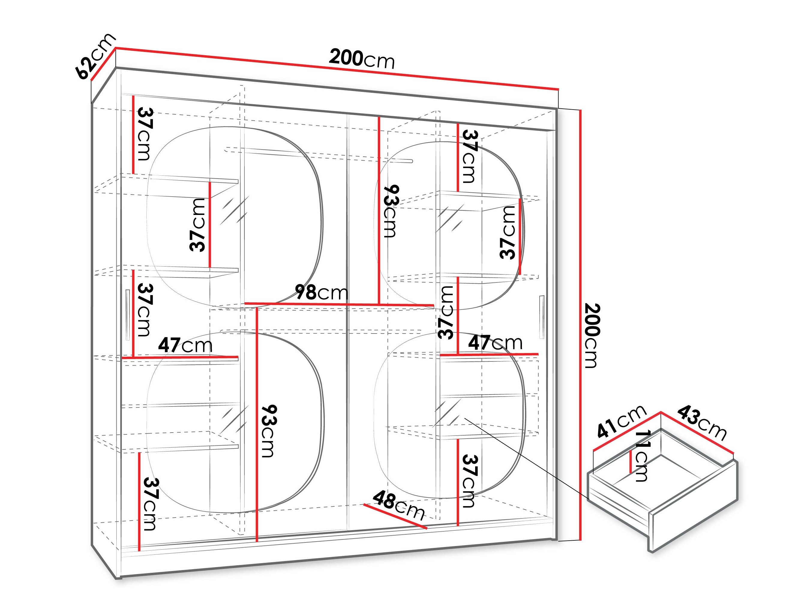 Garderobeskab Hartford 531 (Sort)