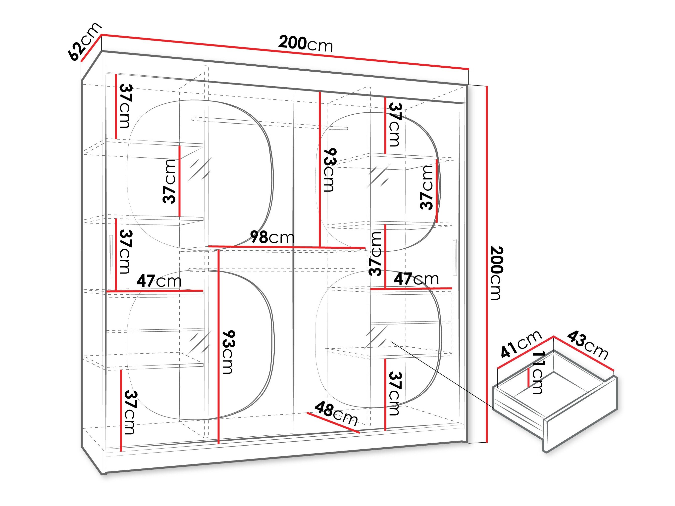 Garderobeskab Hartford 531 (Sort)