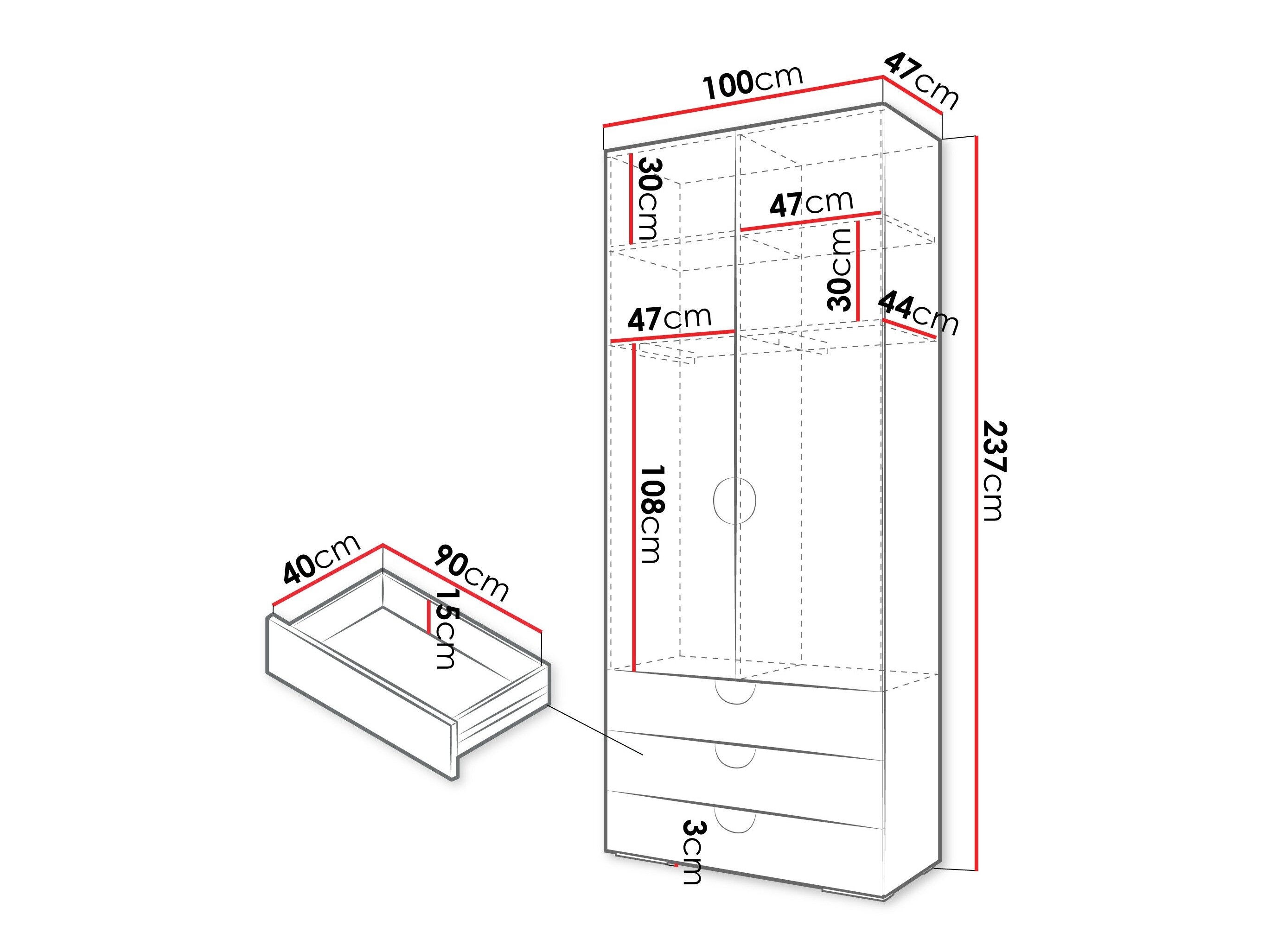 Garderobeskab Hartford 565 (Sort)