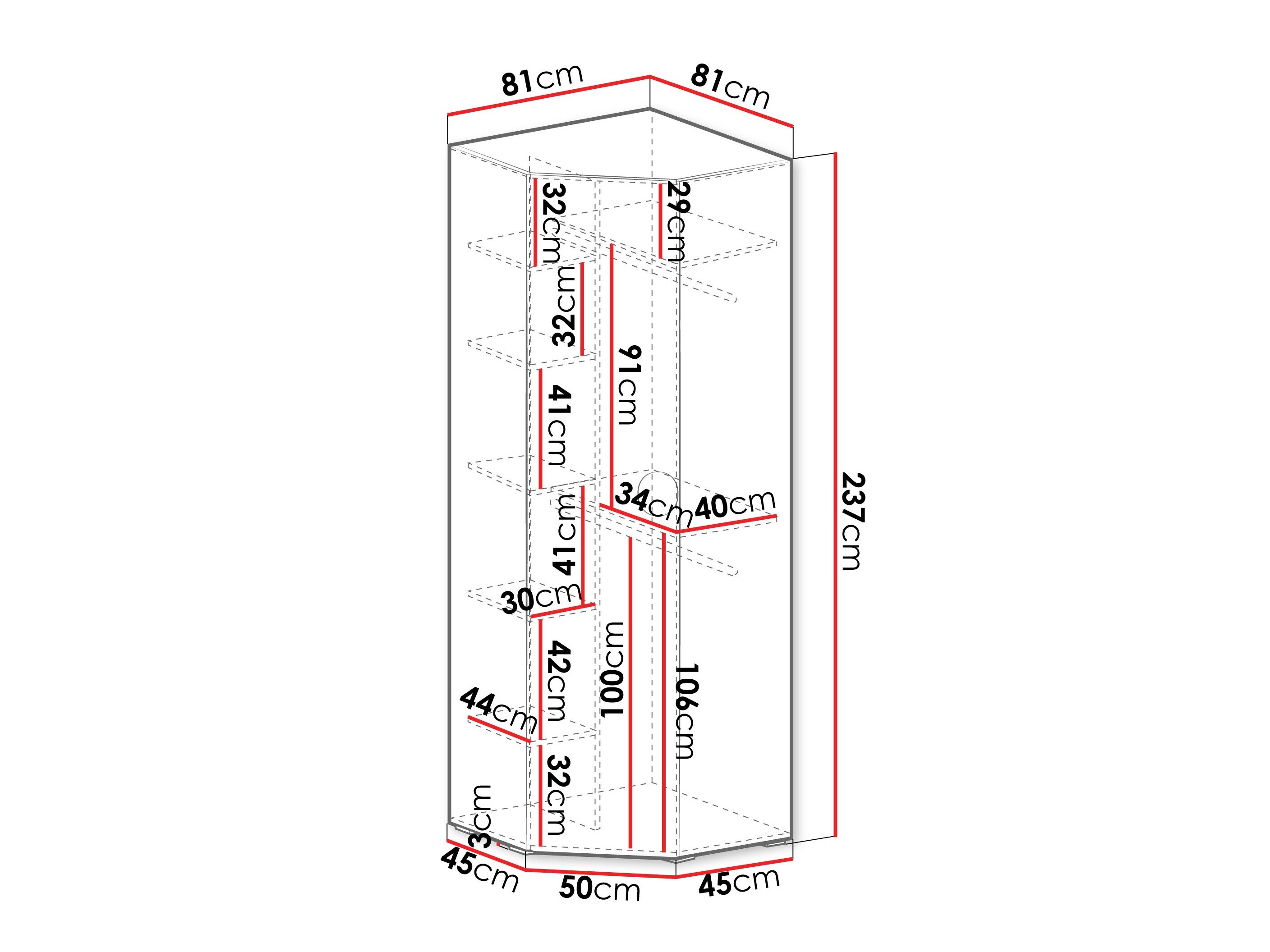 Hjørnegarderob Hartford 568 (Hvid)