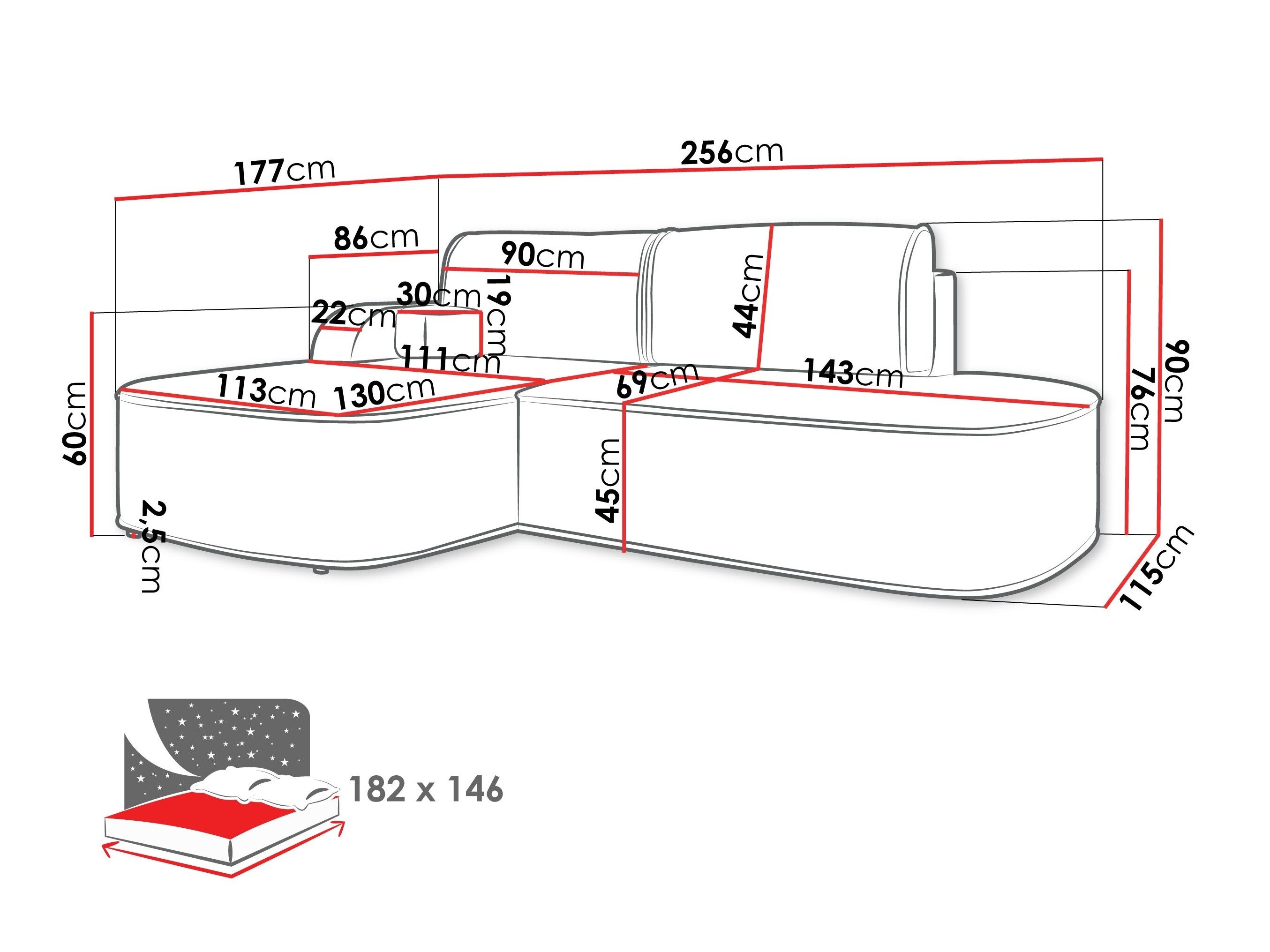 Hjørnesofa Comfivo 464 (Coral 80)
