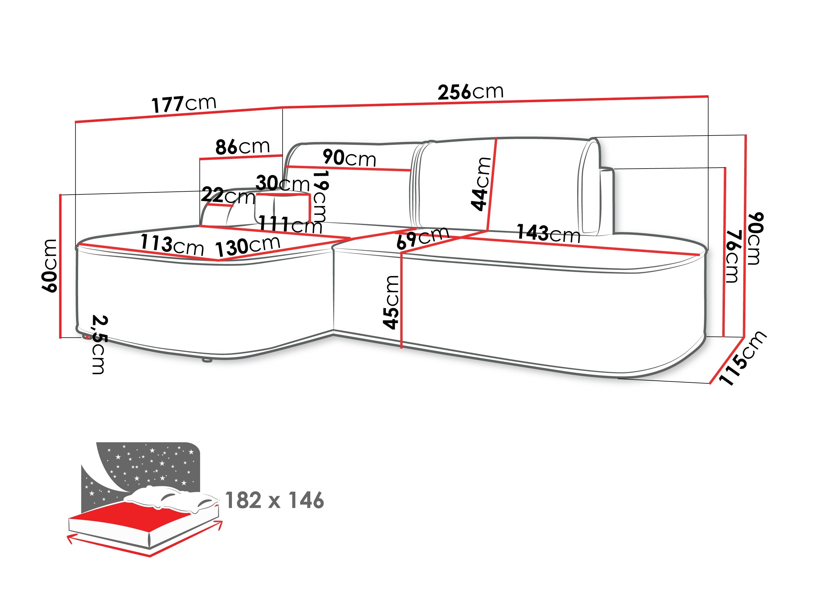 Hjørnesofa Comfivo Sensus (Coral 50)
