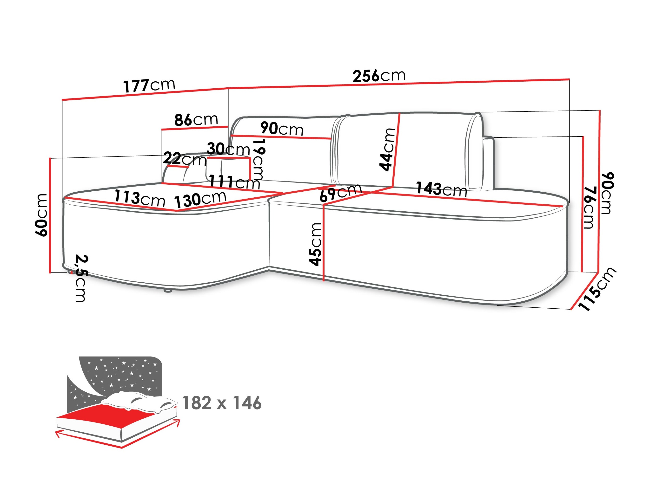 Hjørnesofa Comfivo Sensus (Coral 50)
