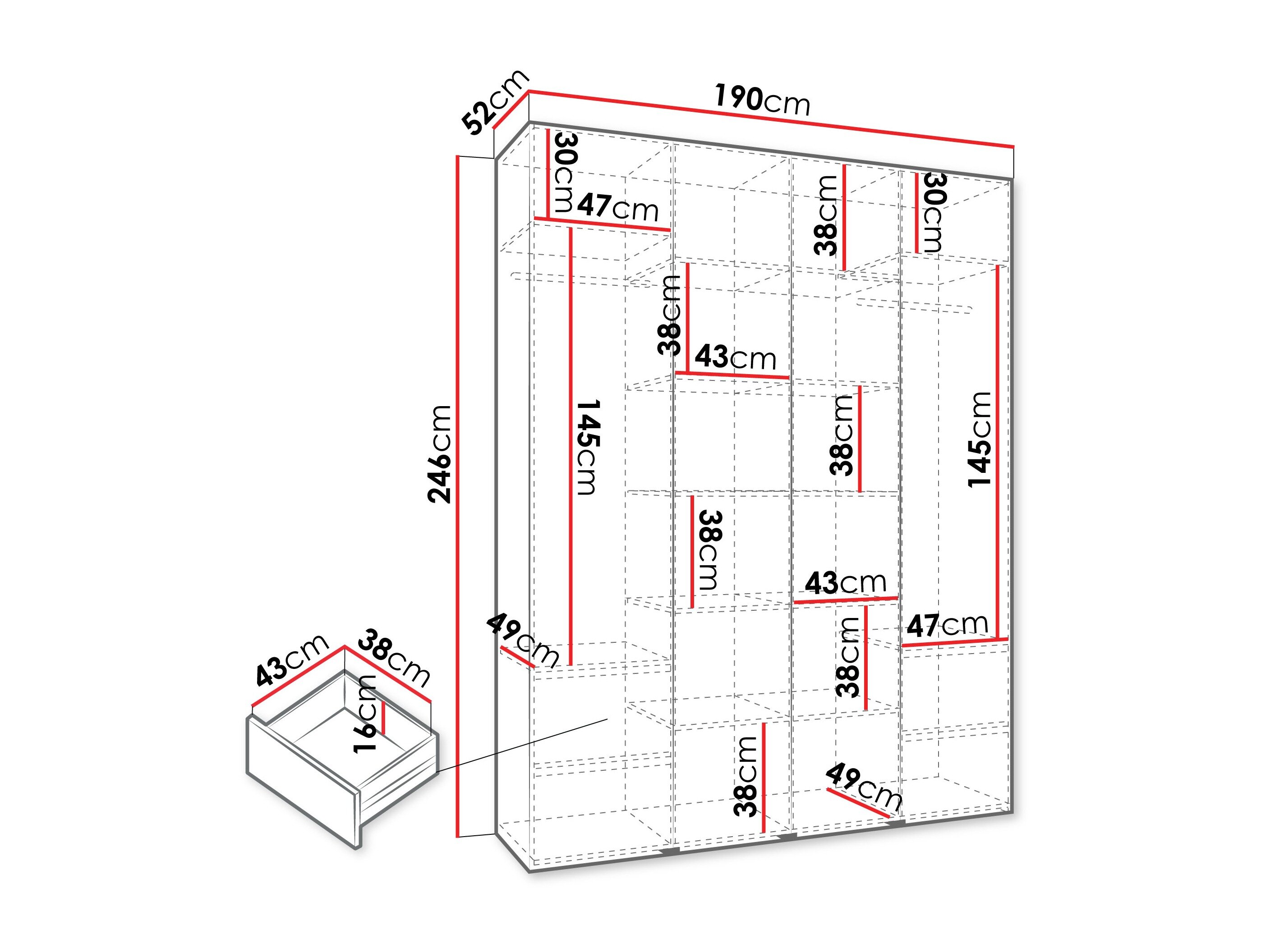 Garderobeskab Hartford 574 (Hvid)