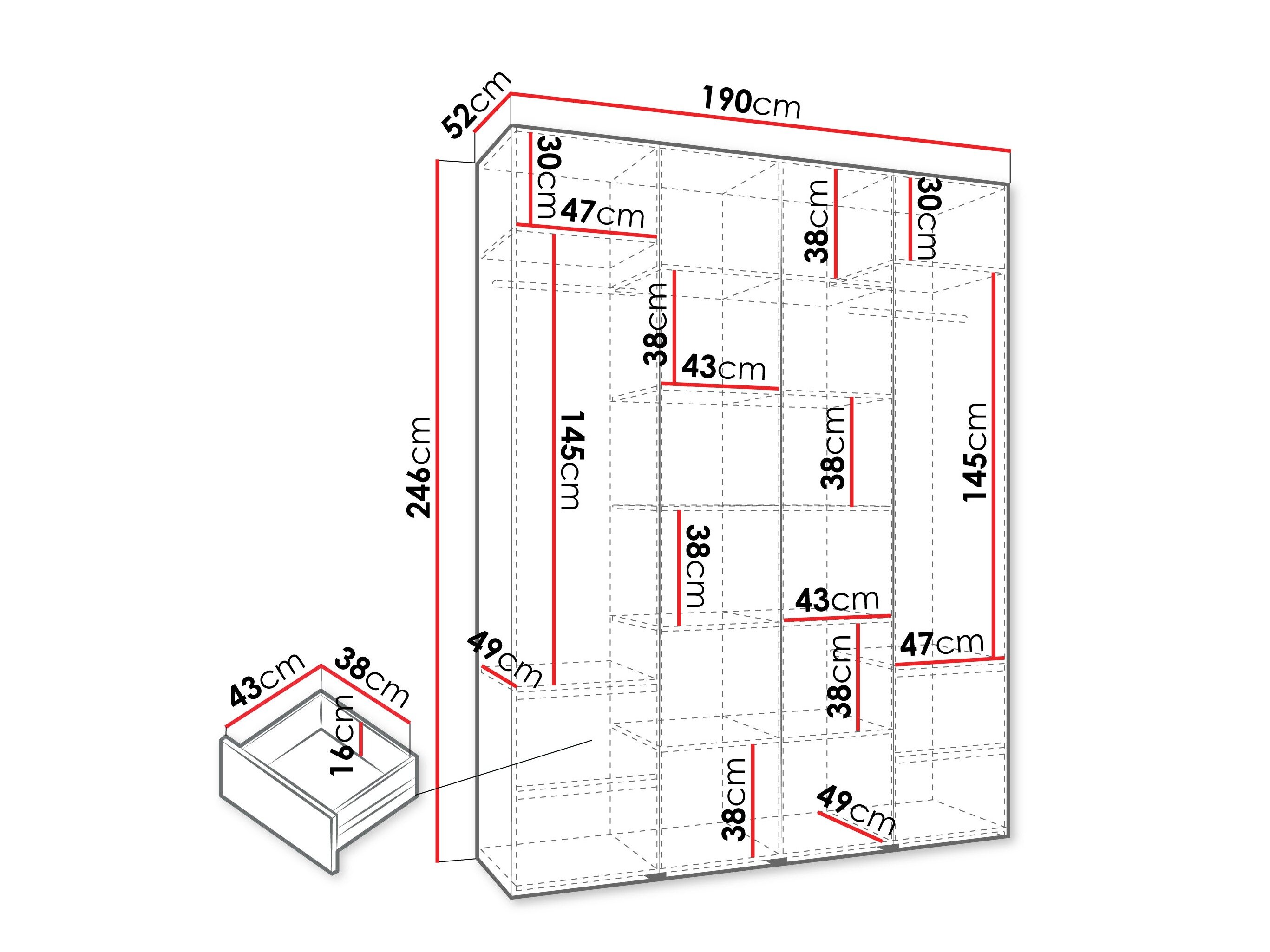 Garderobeskab Hartford 574 (Hvid)