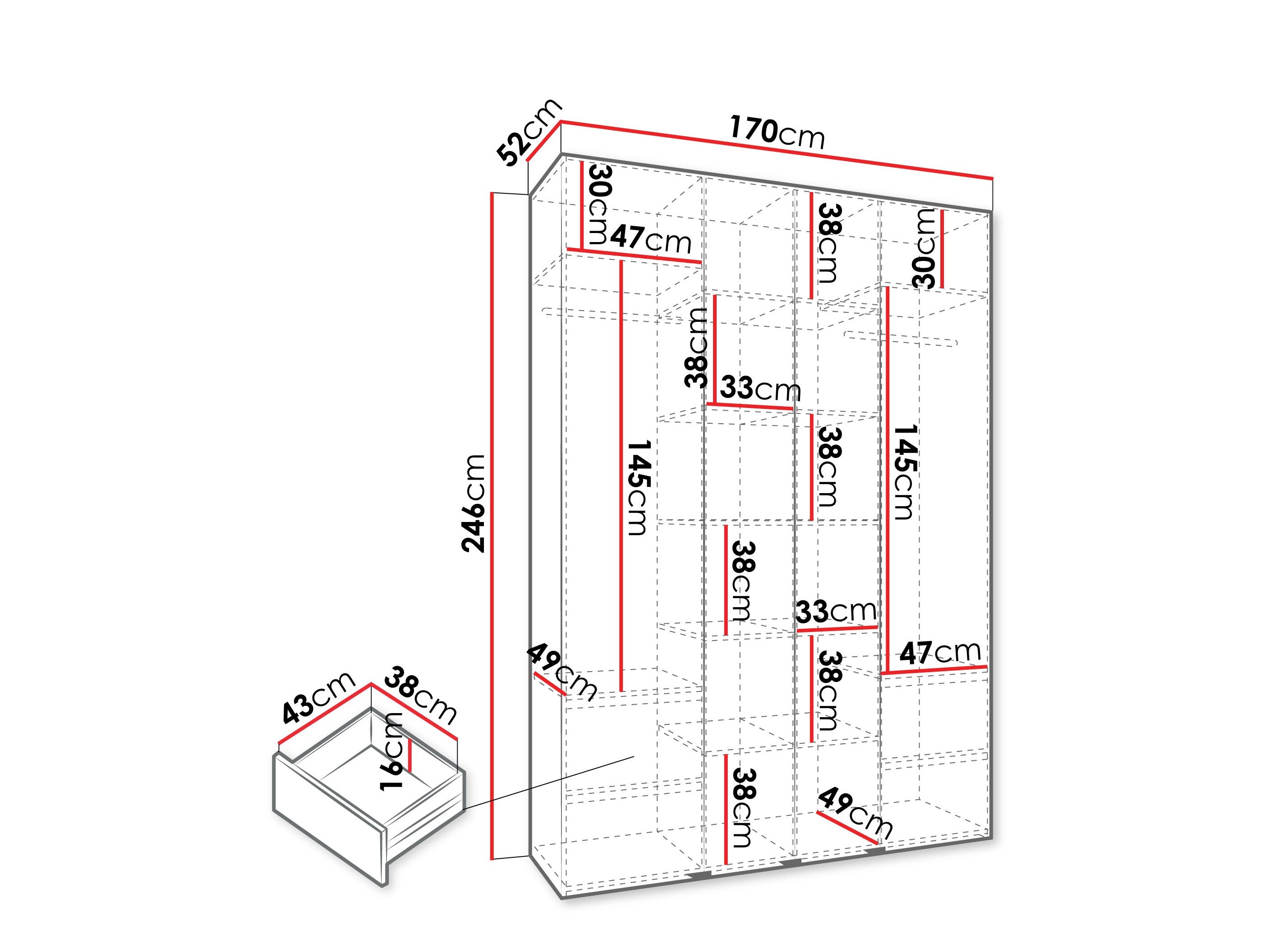 Garderobeskab Hartford 570 (Hvid)